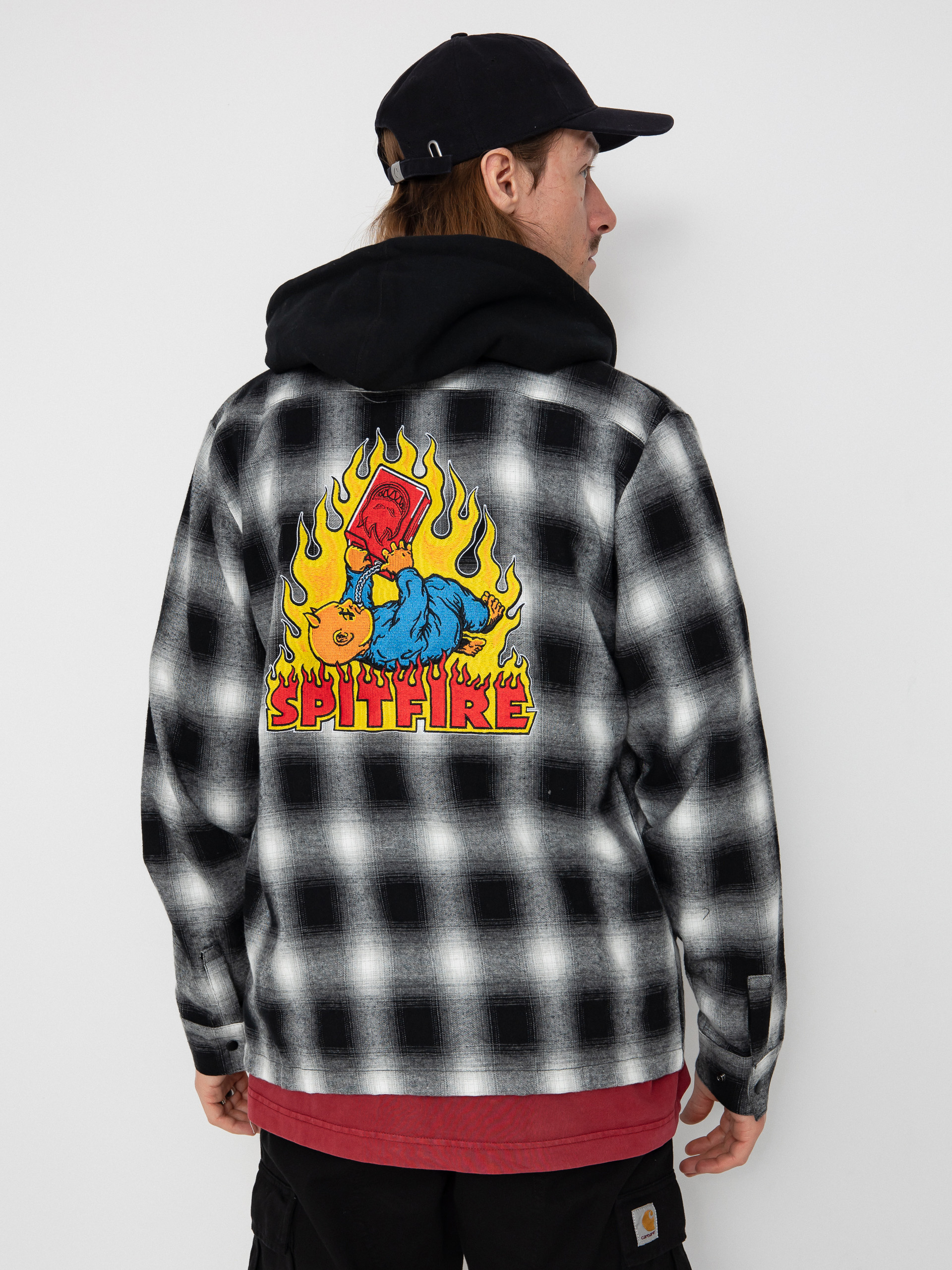 Košeľa Spitfire Demonseed Hooded Flannel (black/white/multi color embroideries)