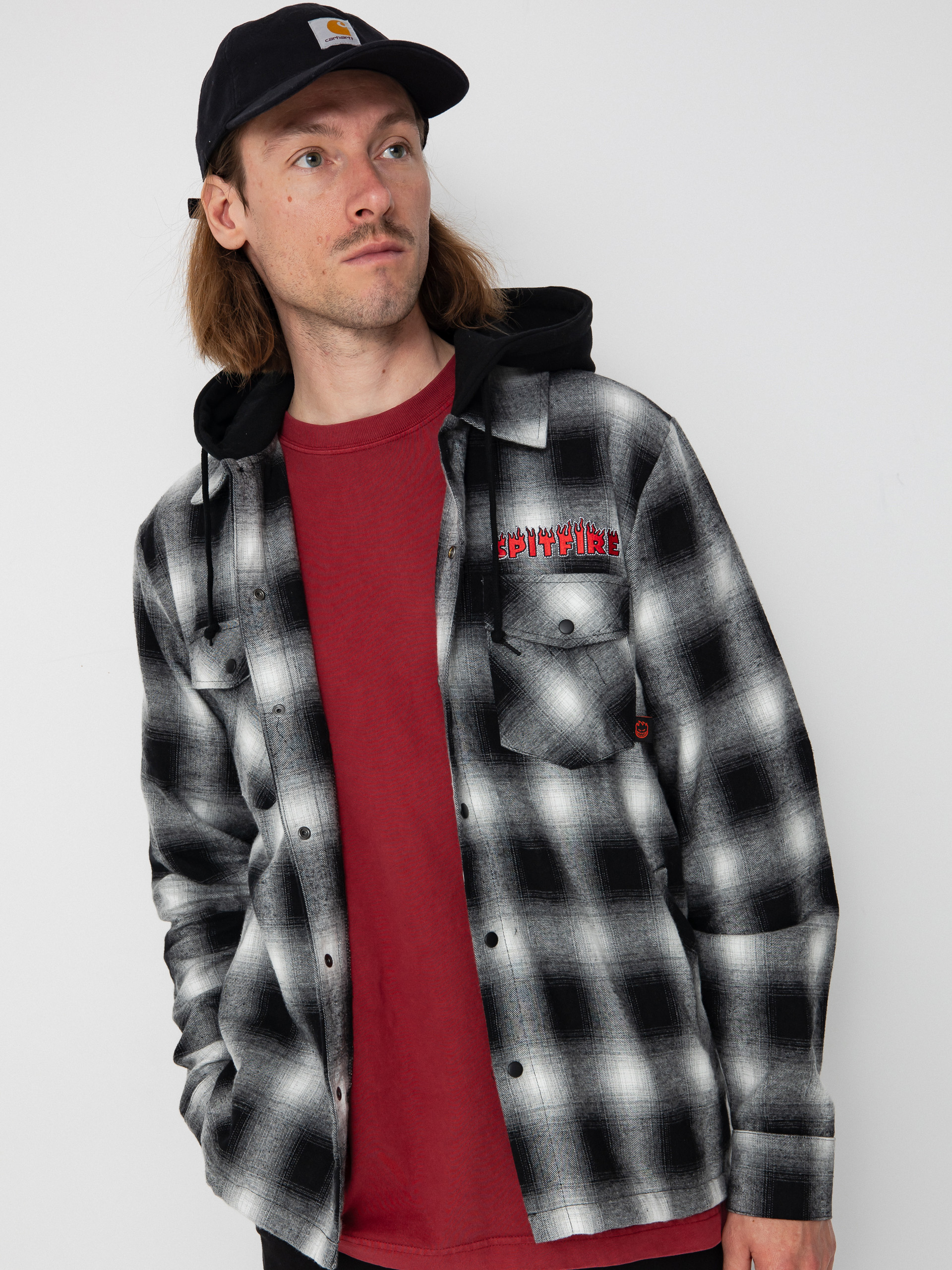 Košeľa Spitfire Demonseed Hooded Flannel (black/white/multi color embroideries)