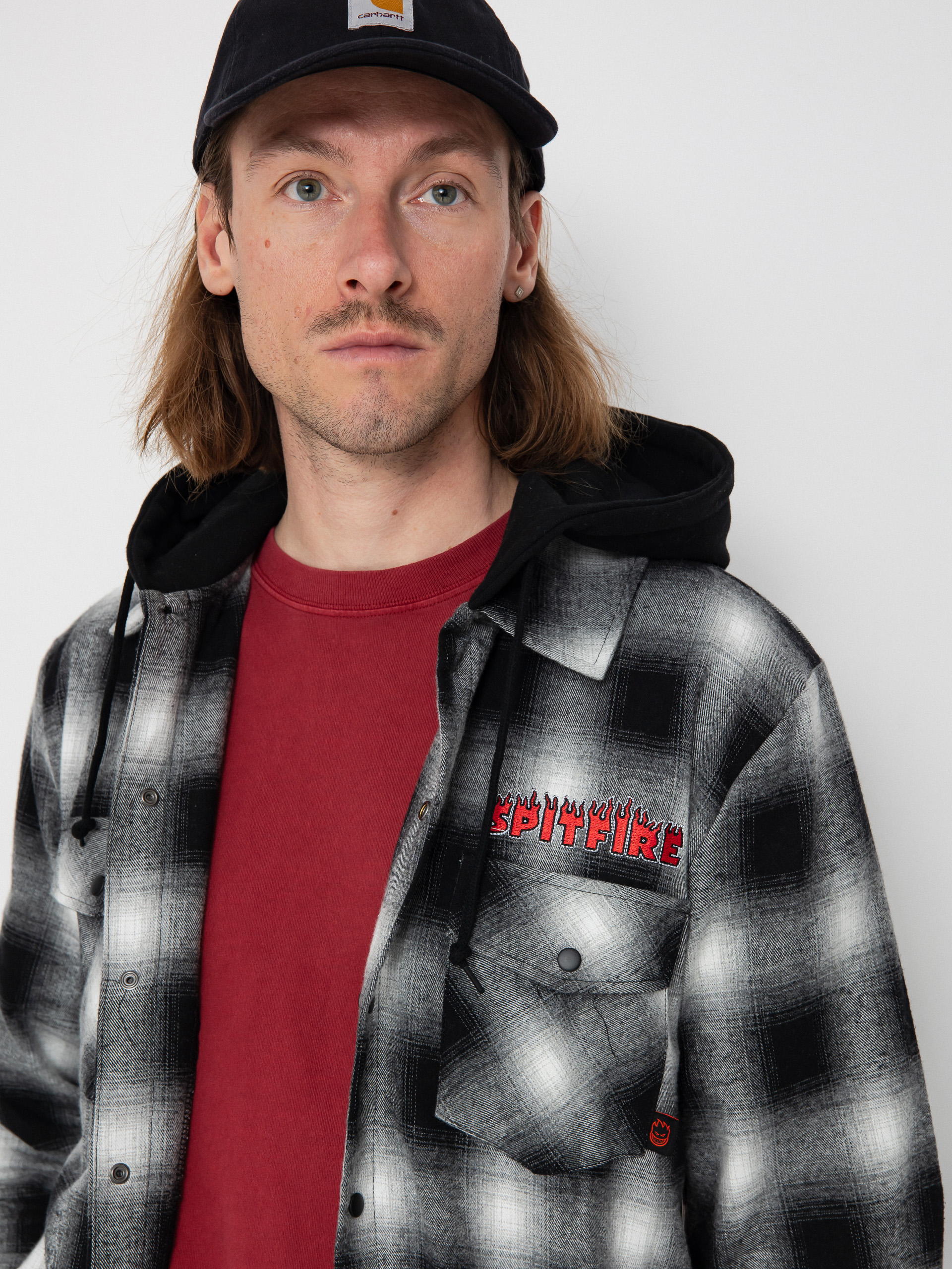 Košeľa Spitfire Demonseed Hooded Flannel (black/white/multi color embroideries)