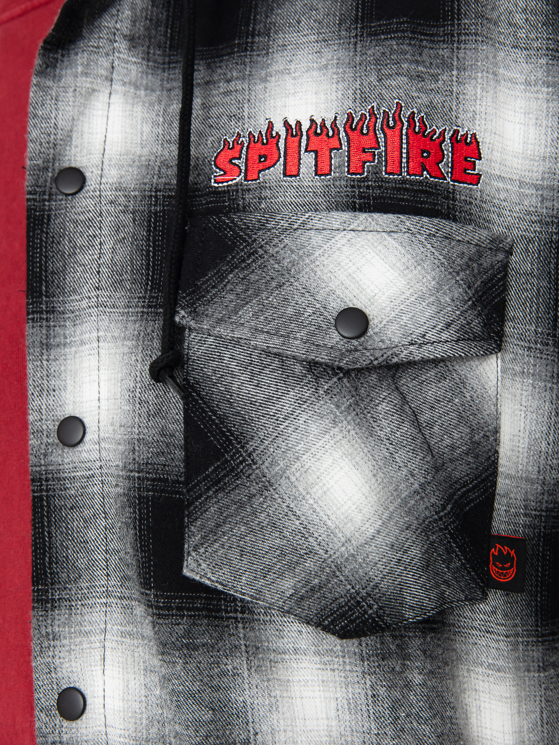 Košeľa Spitfire Demonseed Hooded Flannel (black/white/multi color embroideries)