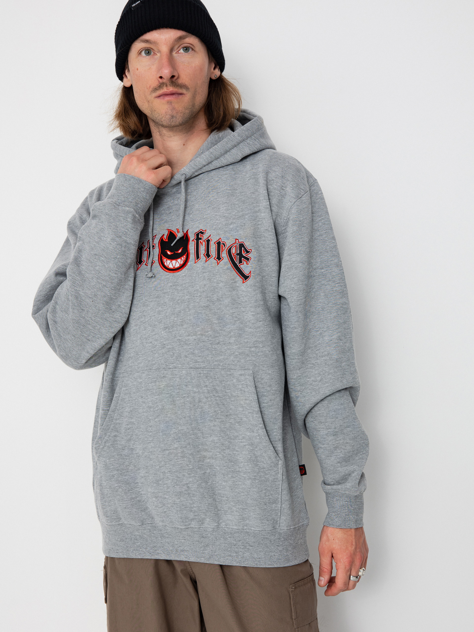 Mikina s kapucňou Spitfire Immortal Fire Emb HD (grey heather)