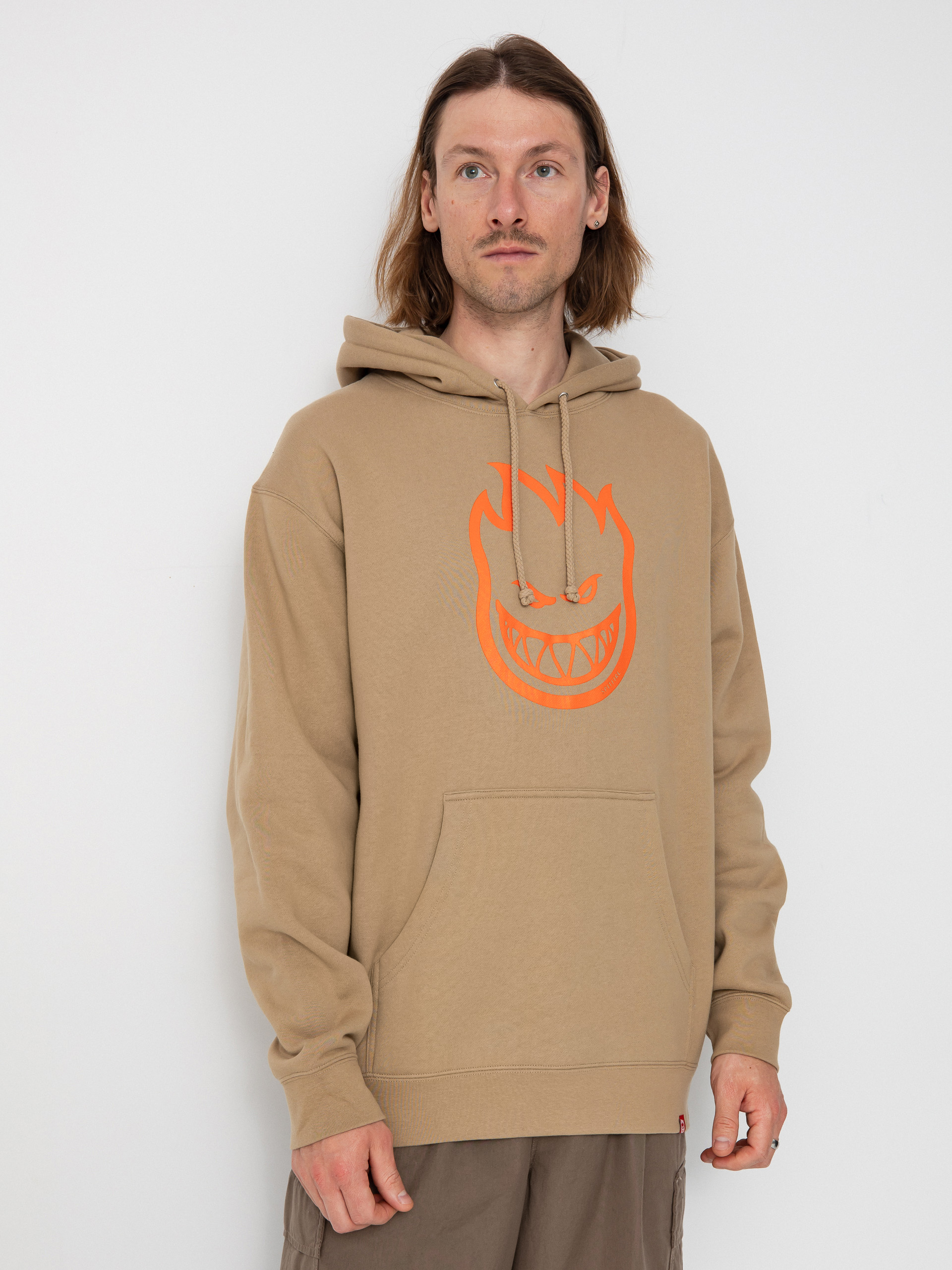 Mikina s kapucňou Spitfire Bighead HD (sandstone/orange print)