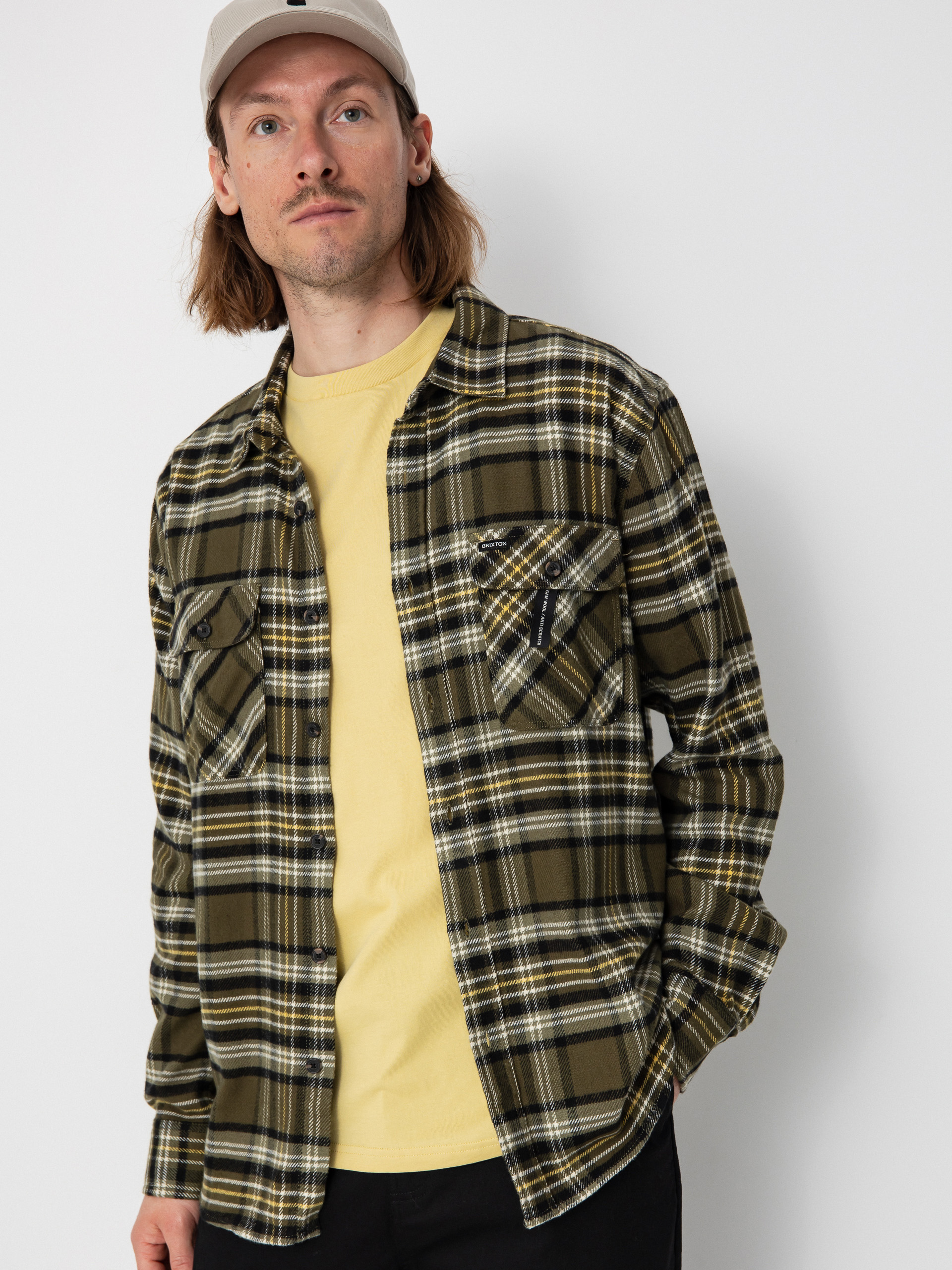 Košeľa Brixton Bowery Flannel (ivy green/olive surplus/black)