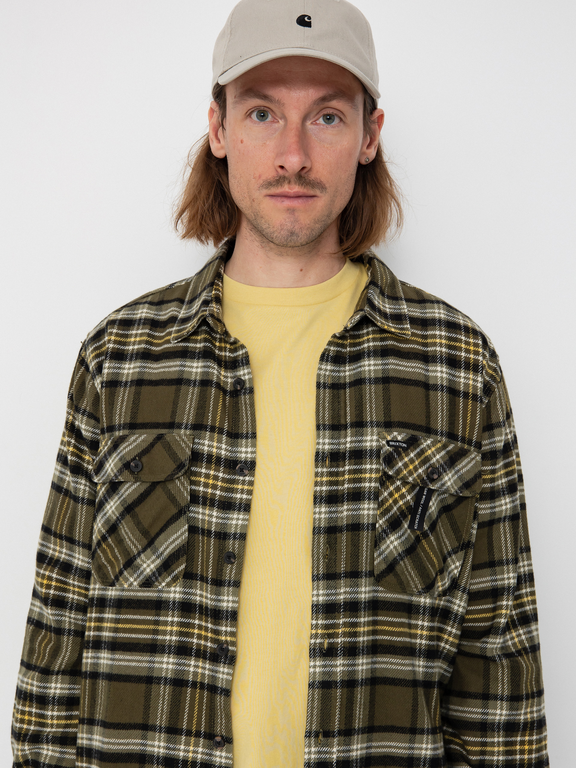 Košeľa Brixton Bowery Flannel (ivy green/olive surplus/black)
