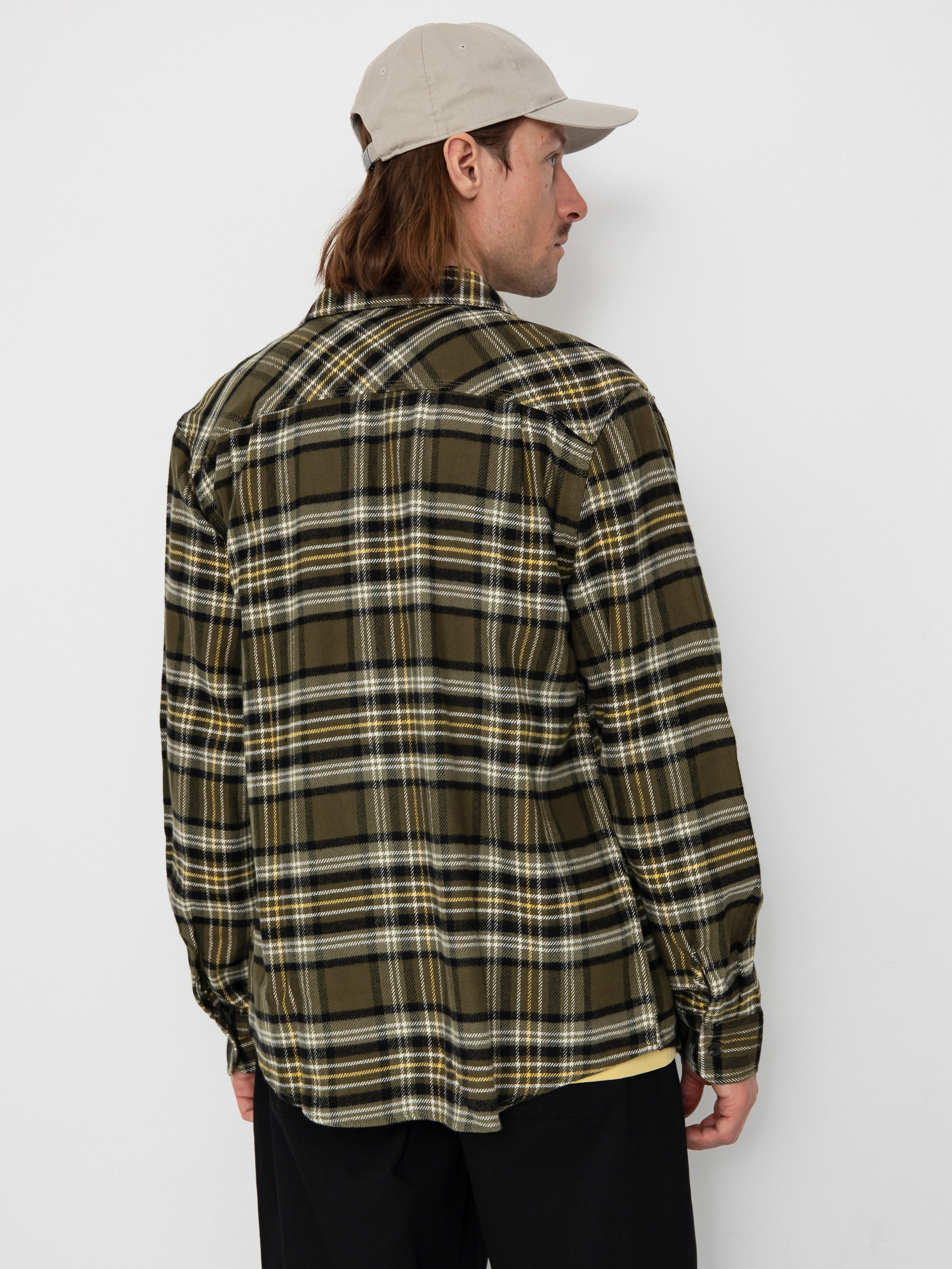 Košeľa Brixton Bowery Flannel (ivy green/olive surplus/black)