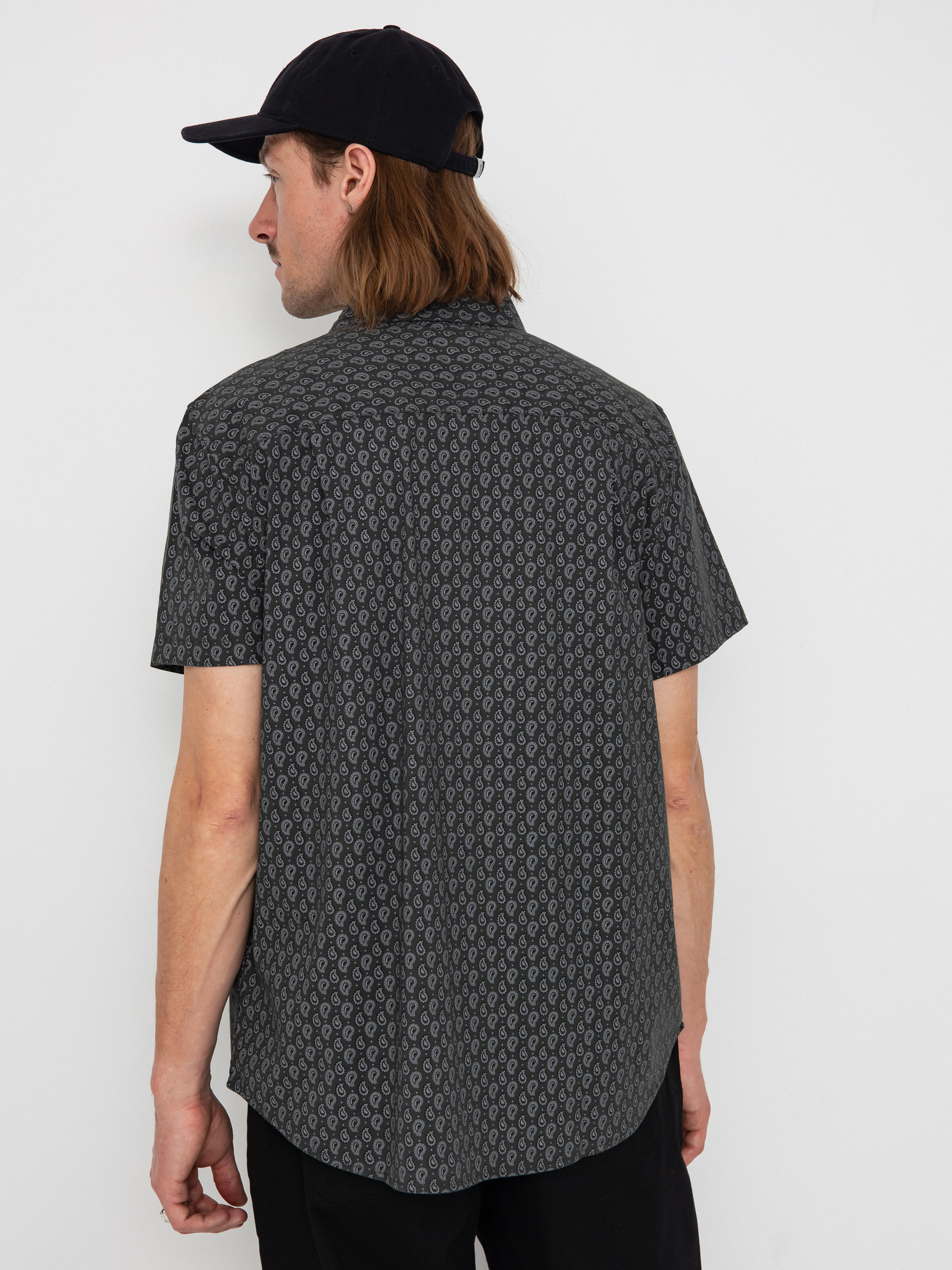 Košeľa Brixton Charter Print (washed black/paisley)