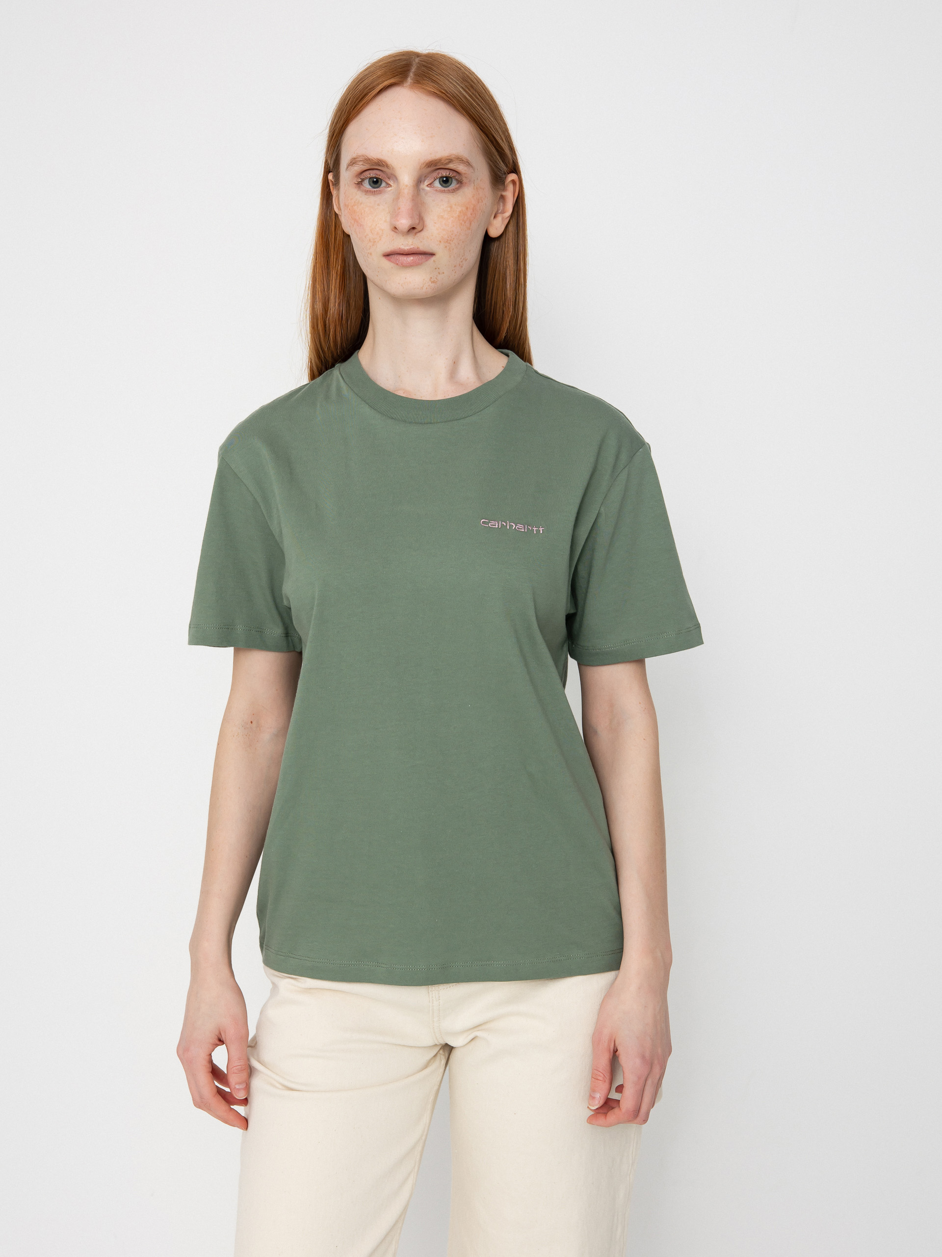 Tričko Carhartt WIP Script Embroidery Wmn (park/hortensia)