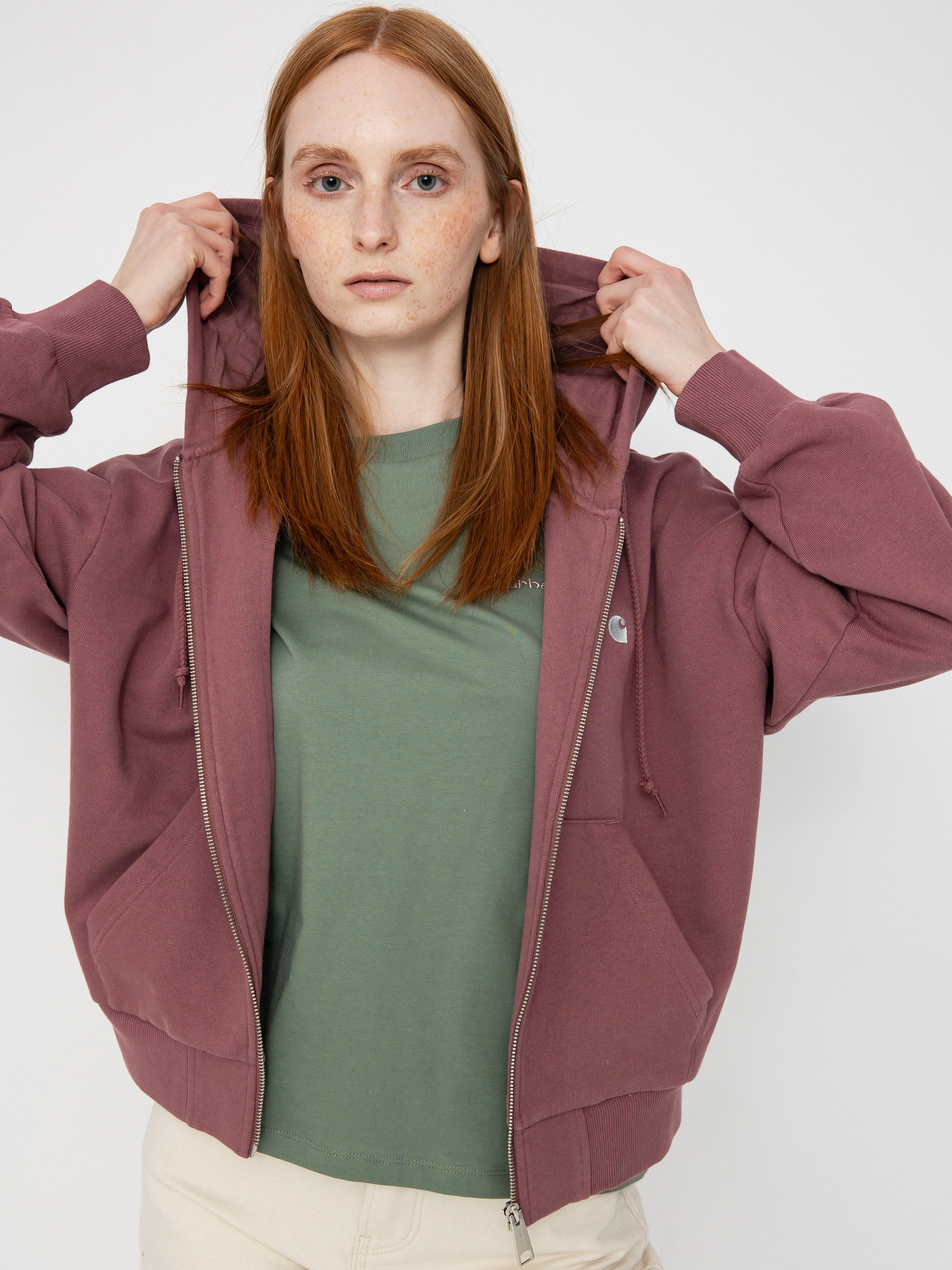 Mikina s kapucňou Carhartt WIP Casey ZHD Wmn (dusky pink/silver)
