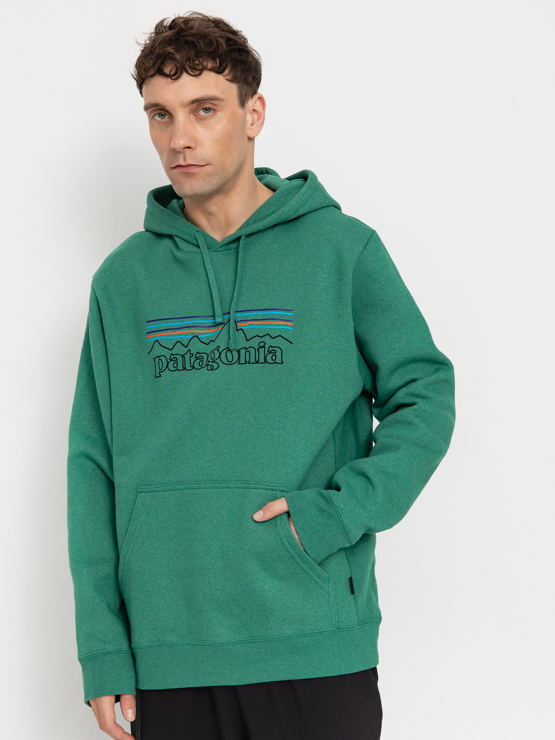 Mikina s kapucňou Patagonia P 6 Logo Uprisal HD (p-6 outline/heartleaf green)