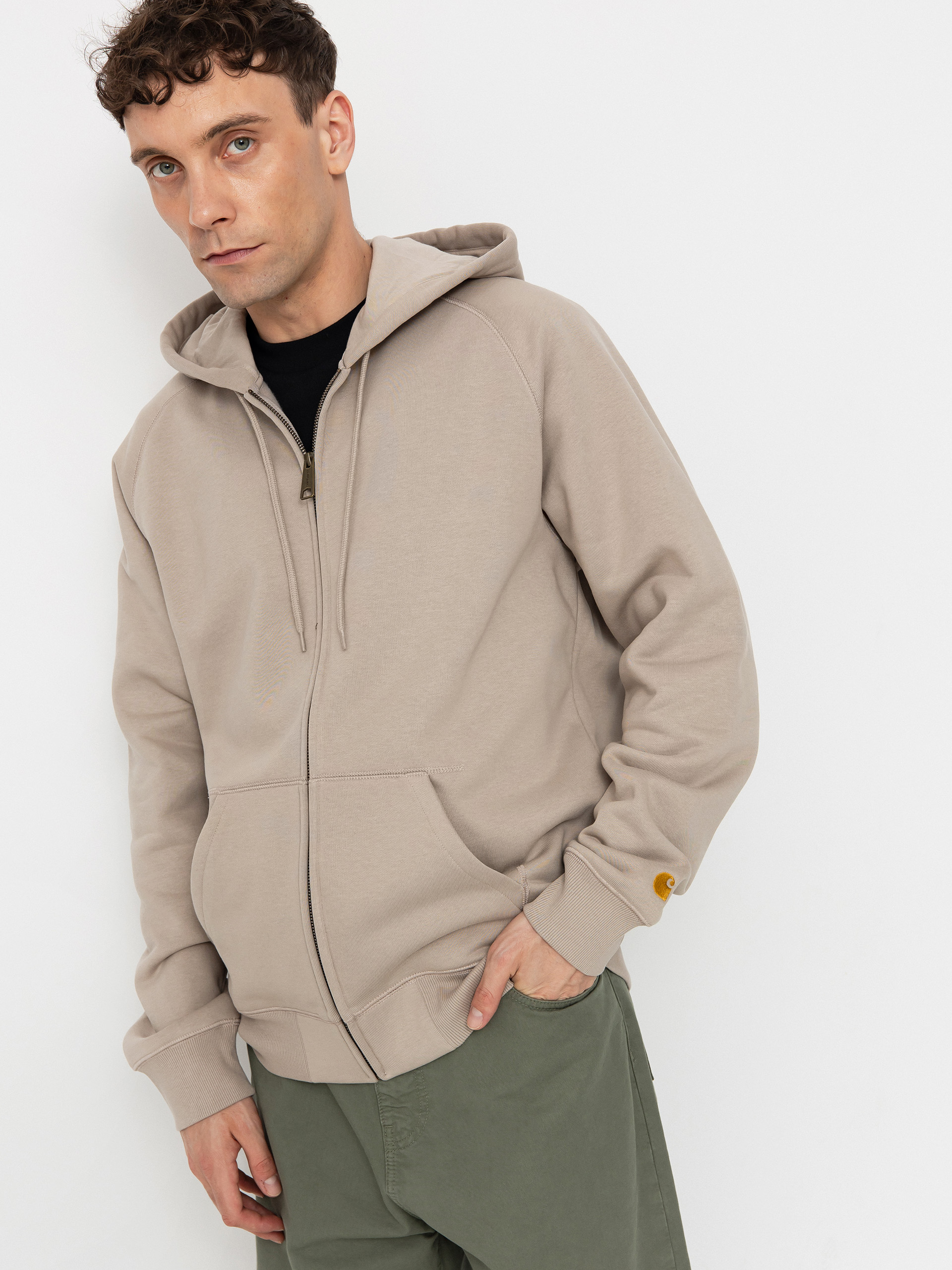Mikina s kapucňou Carhartt WIP Chase ZHD (dusky beige/gold)