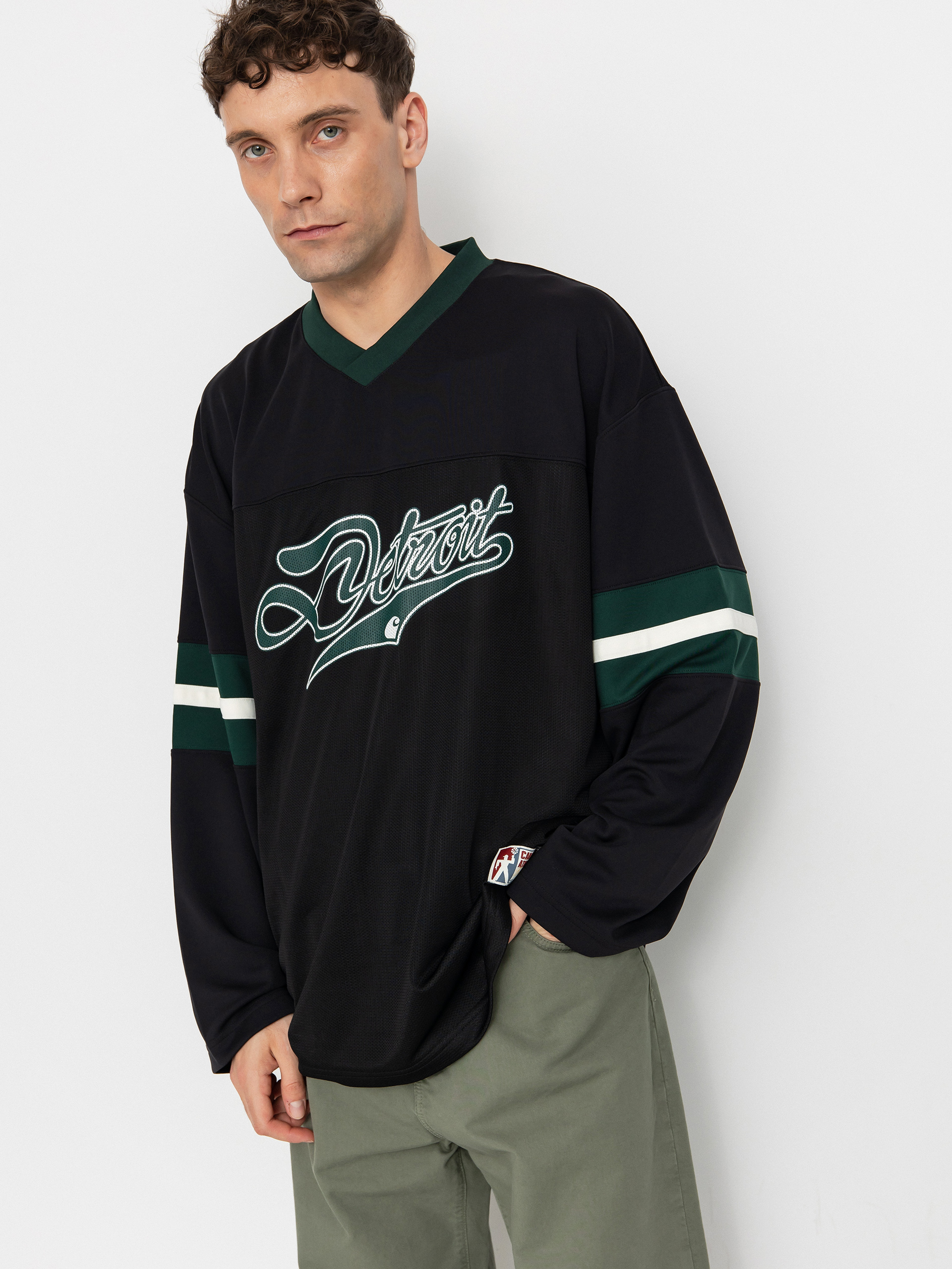 Triko Carhartt WIP Detroit Mesh (black/conifer/wax)