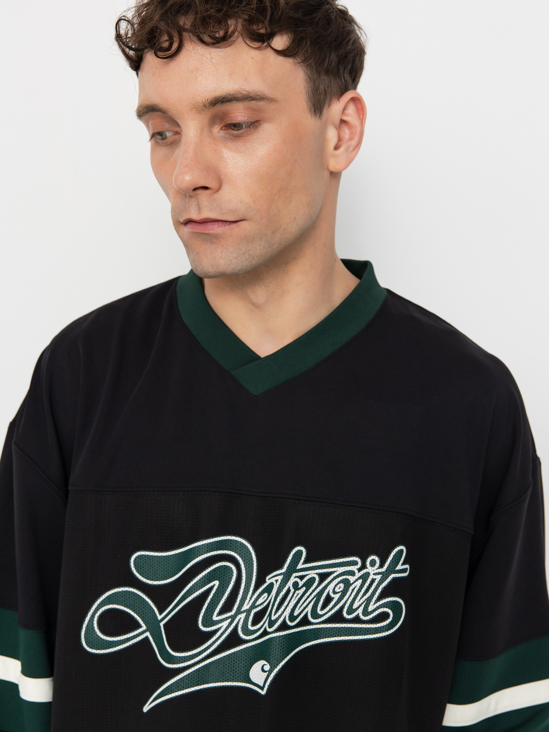 Triko Carhartt WIP Detroit Mesh (black/conifer/wax)