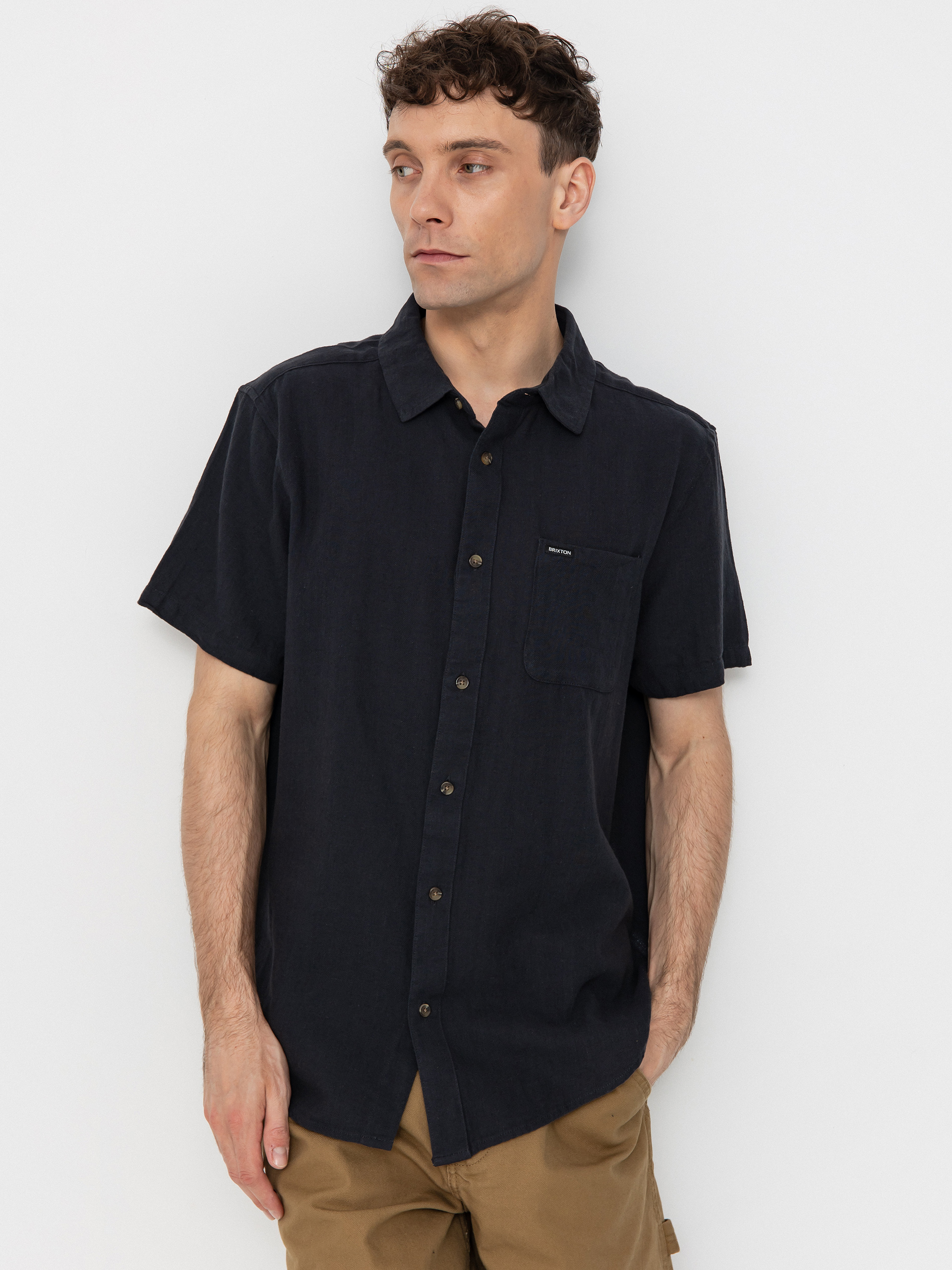 Košeľa Brixton Charter Org Cttn (washed black)