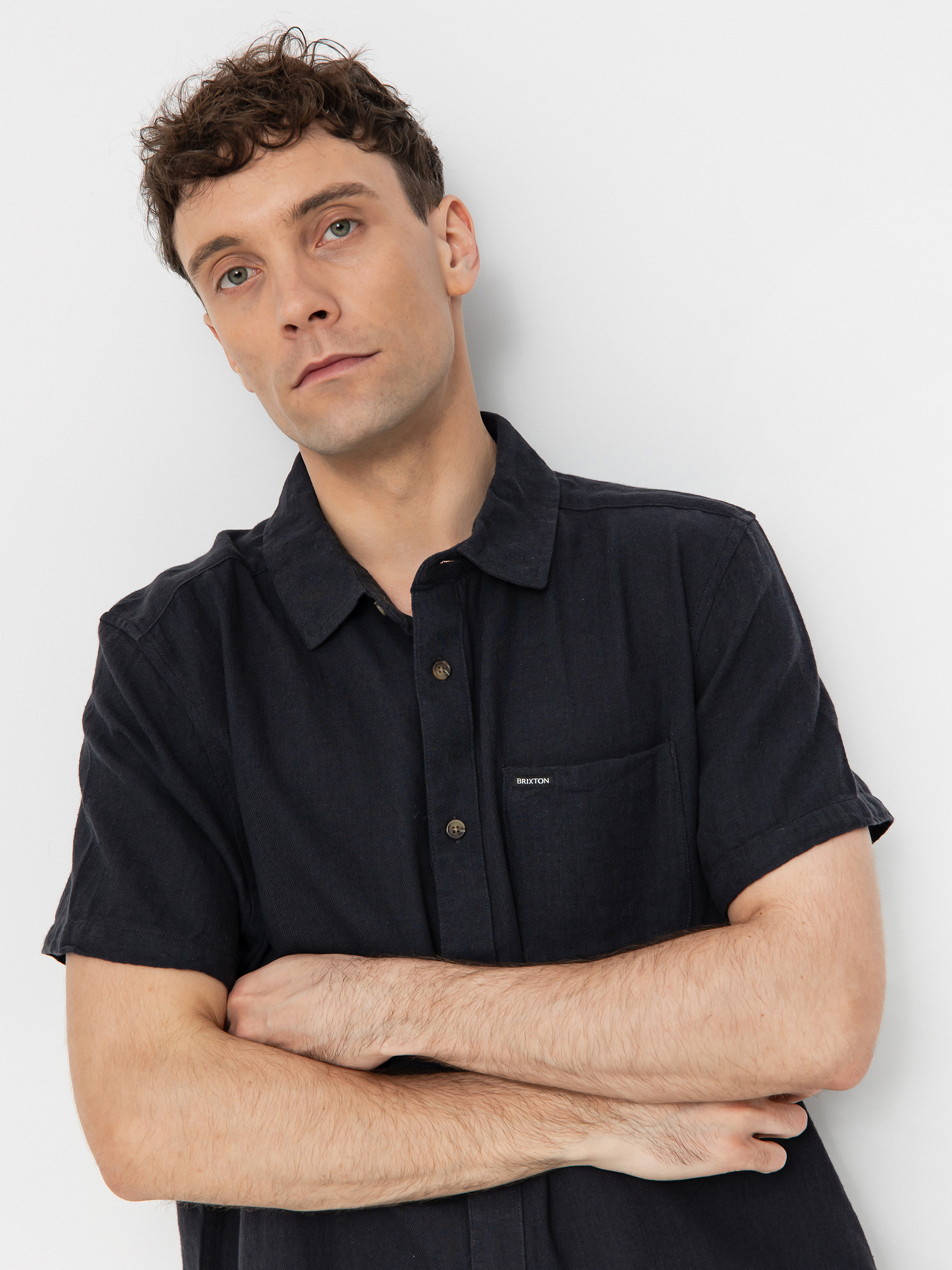 Košeľa Brixton Charter Org Cttn (washed black)