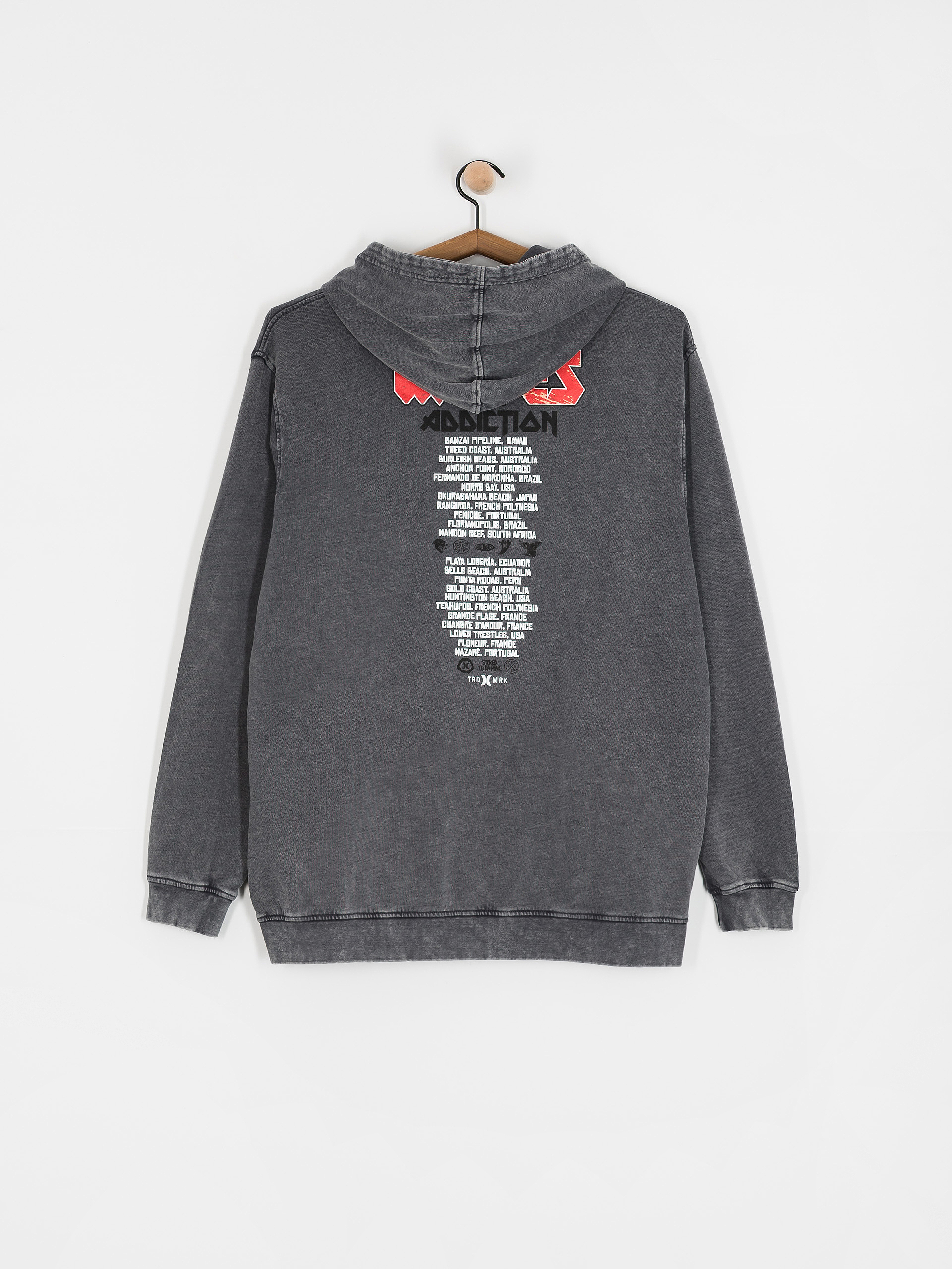 Mikina s kapucňou Hurley Wave Addiction HD (dark stone grey)