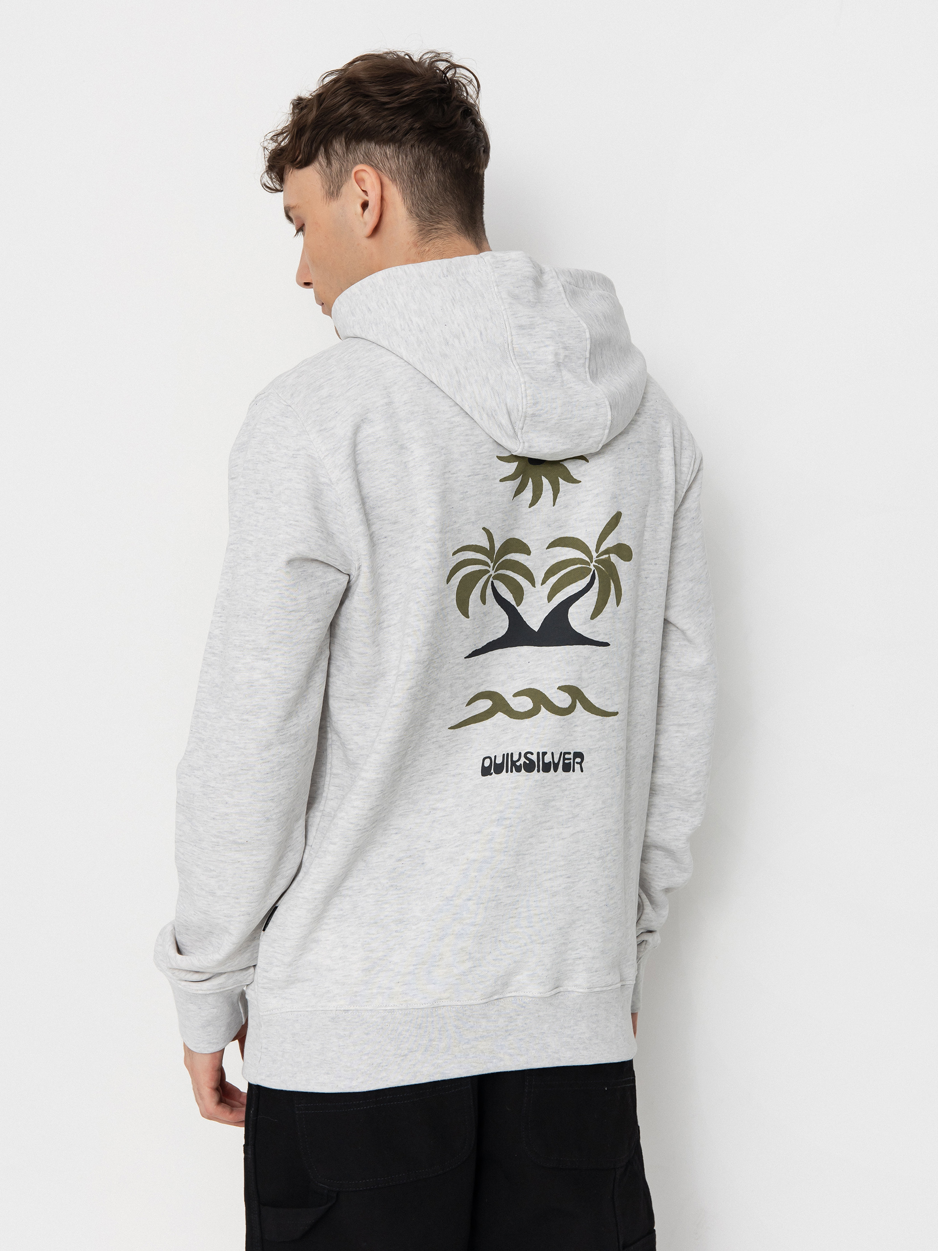Mikina s kapucňou Quiksilver Graphic Mix HD (white marble heather)