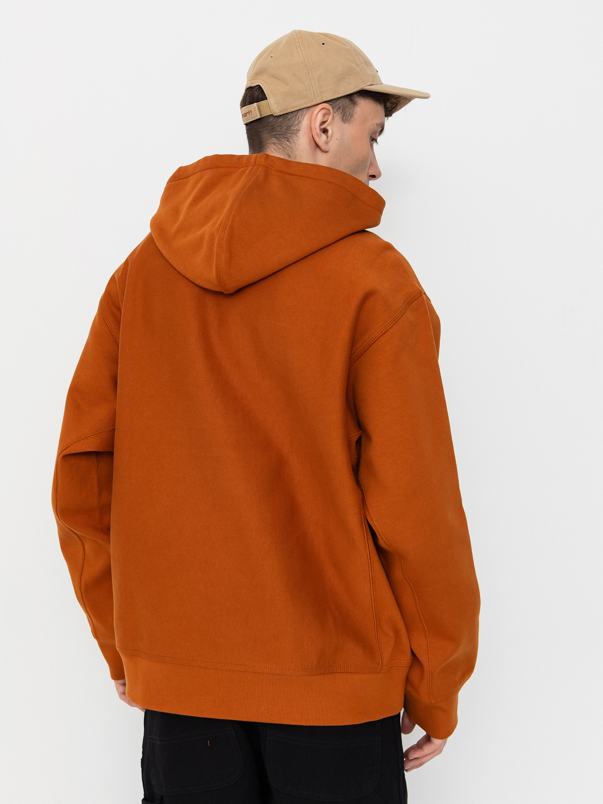 Mikina s kapucňou Carhartt WIP American Script HD (sienna)