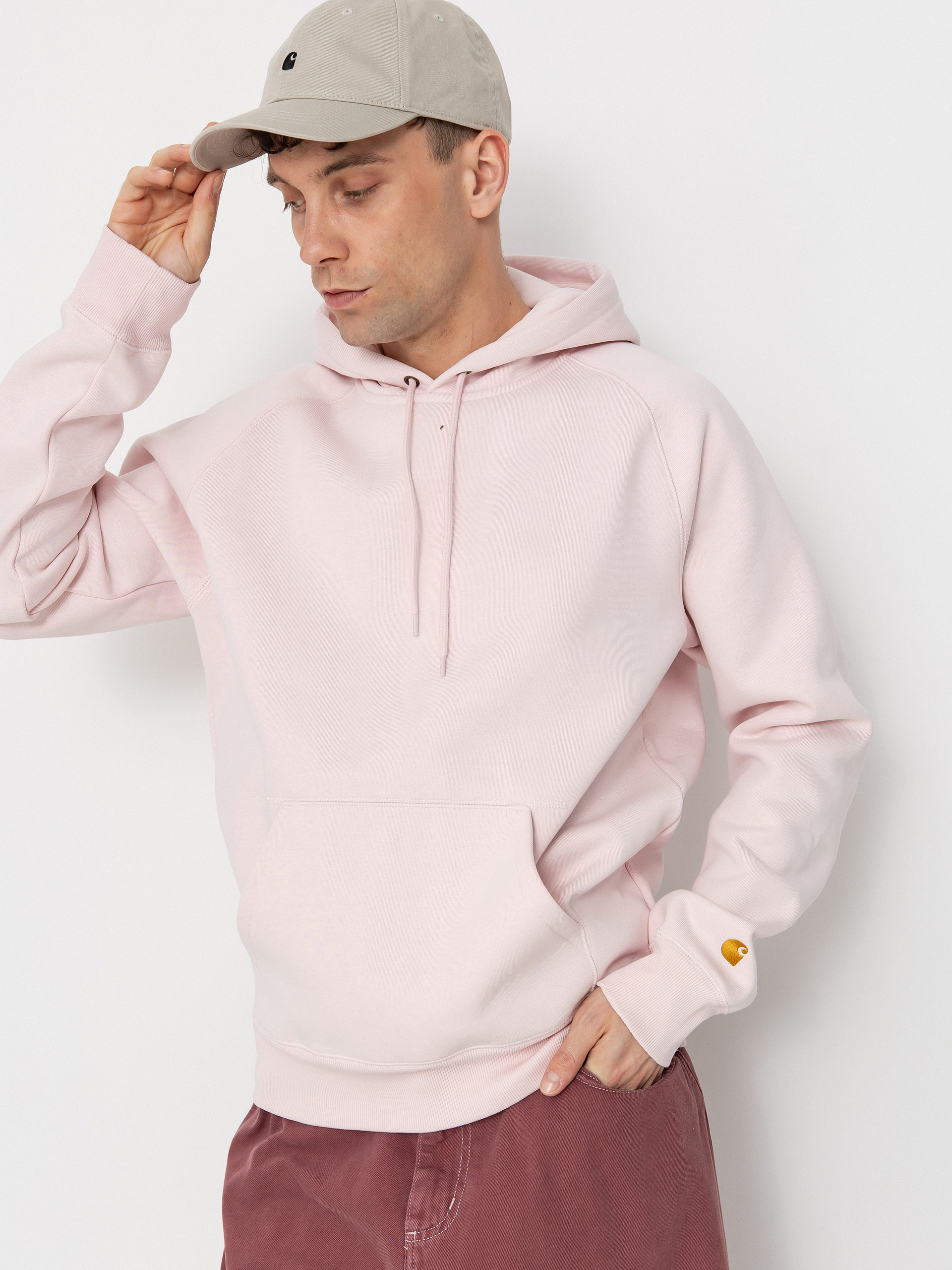 Mikina s kapucňou Carhartt WIP Chase HD (air pink/gold)