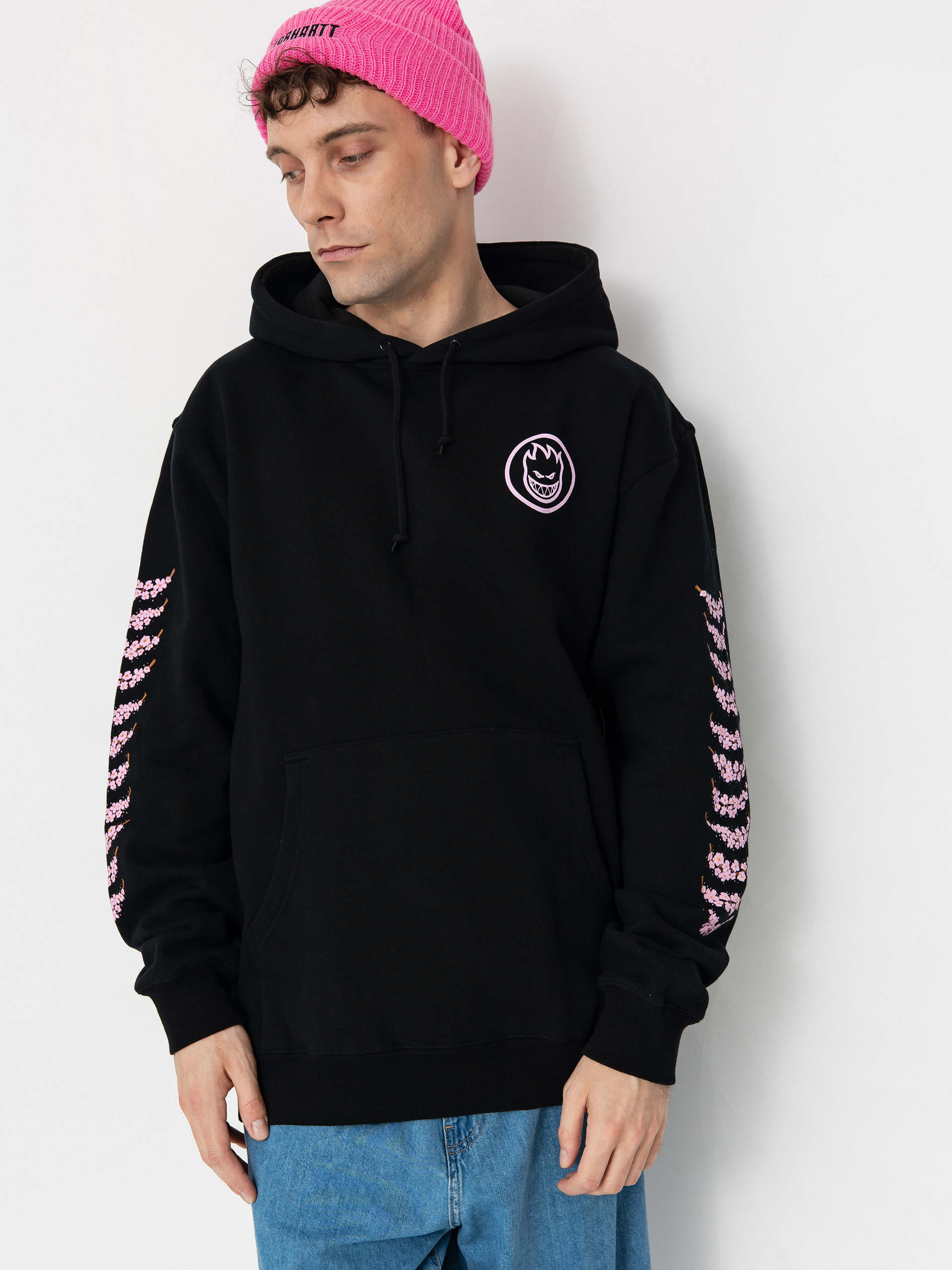 Mikina s kapucňou Spitfire Cherry Bloosom HD (black)