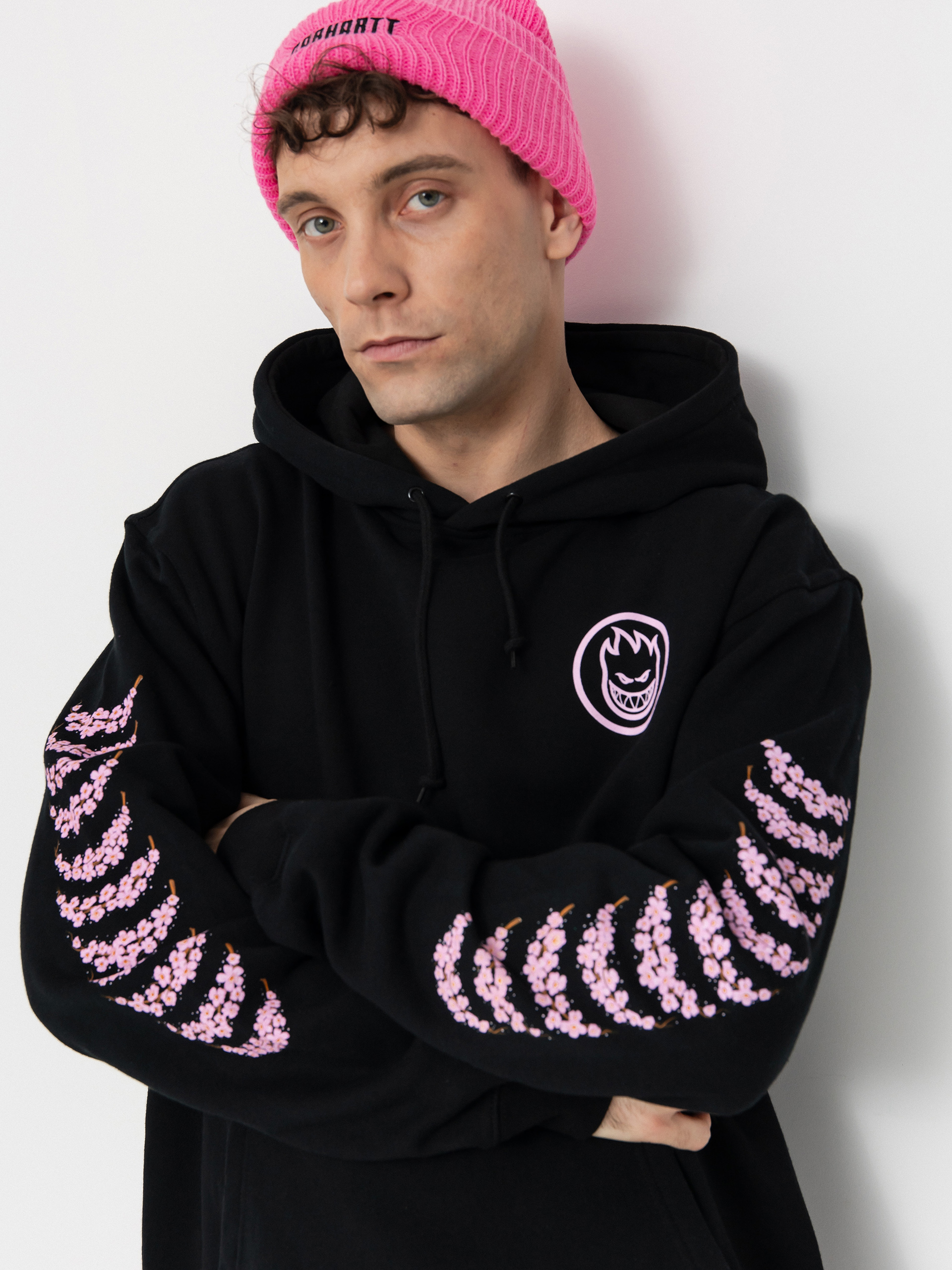 Mikina s kapucňou Spitfire Cherry Bloosom HD (black)