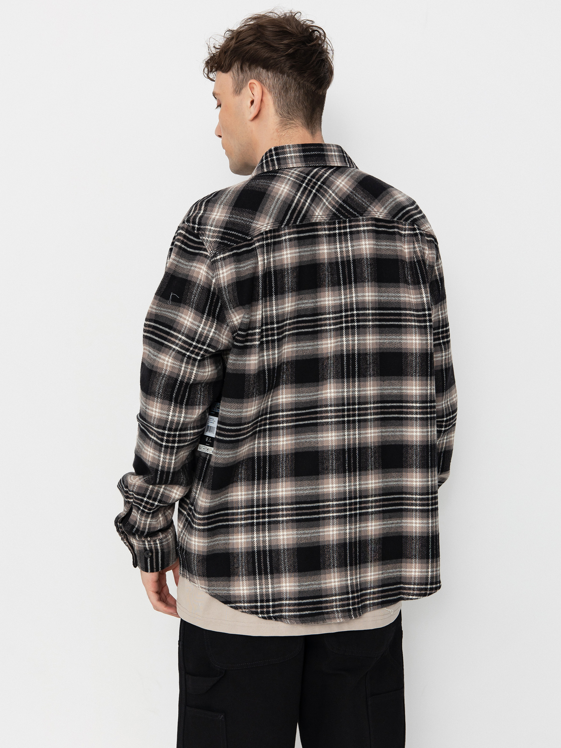 Košeľa Brixton Bowery Flannel (black/charcoal/beige)