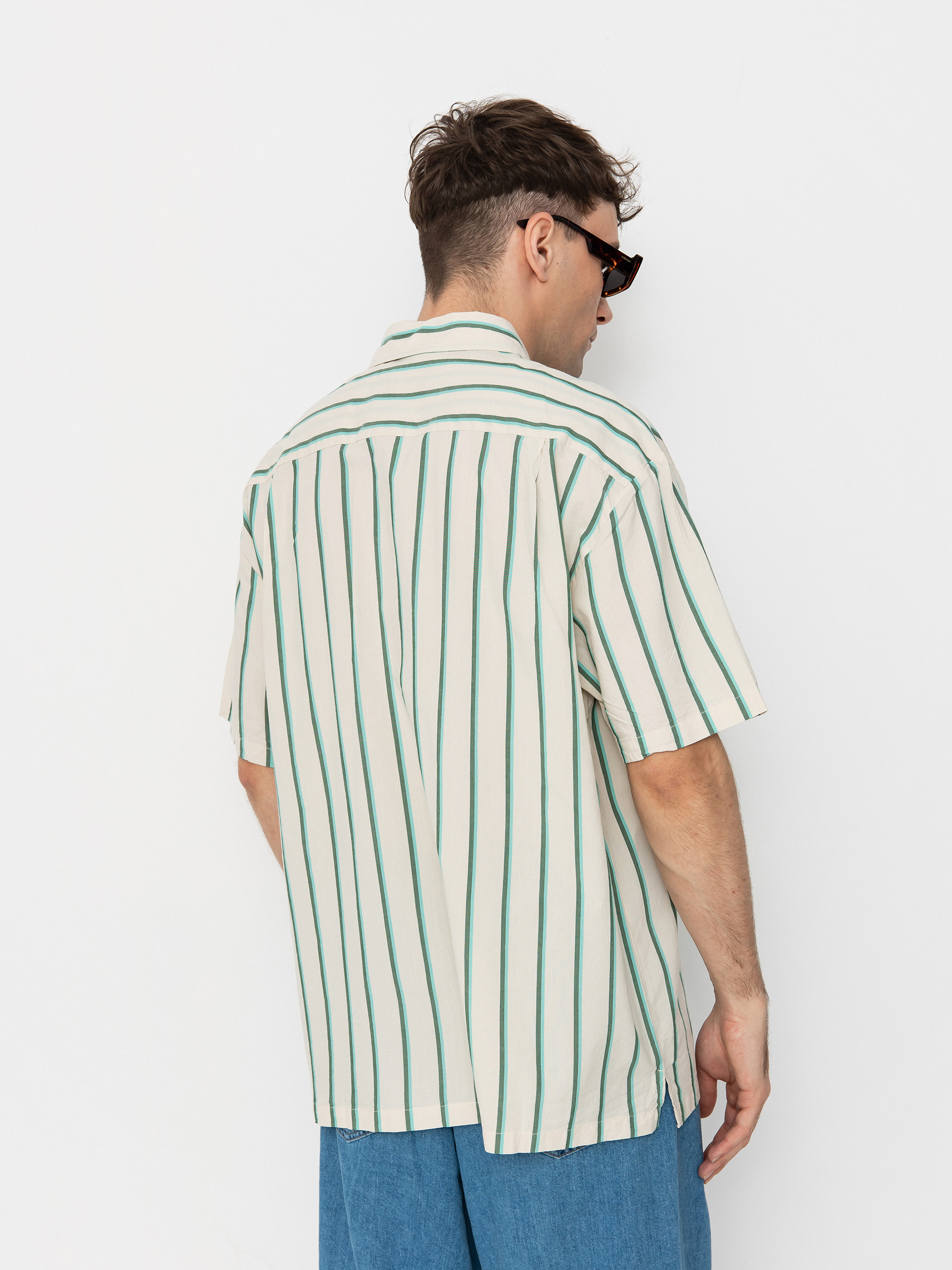 Košeľa Brixton Cru Stripe (beige/pine needle/aquatic gree)