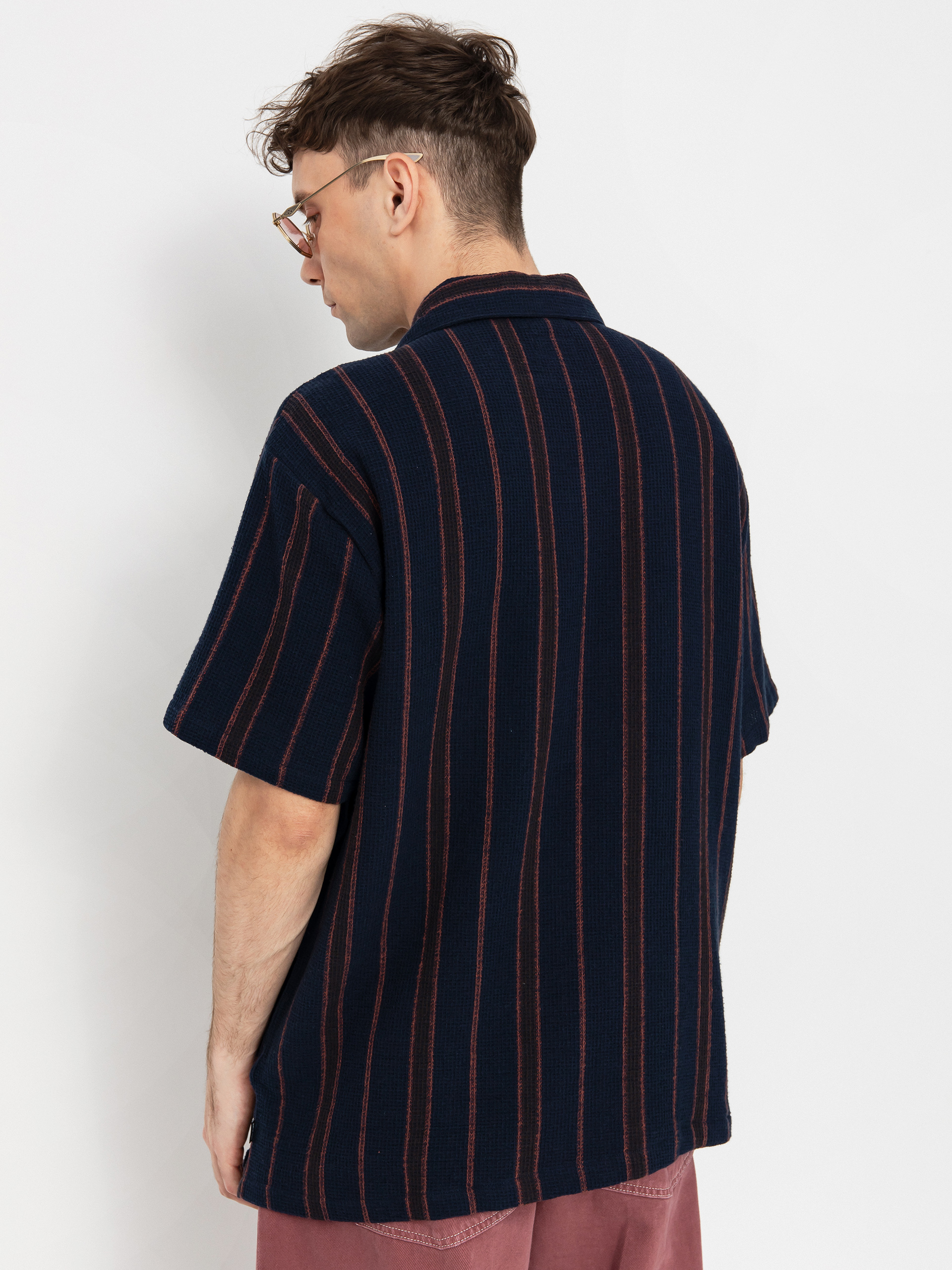 Košeľa Brixton Bunker Waffle Stripe (washed navy stripe)