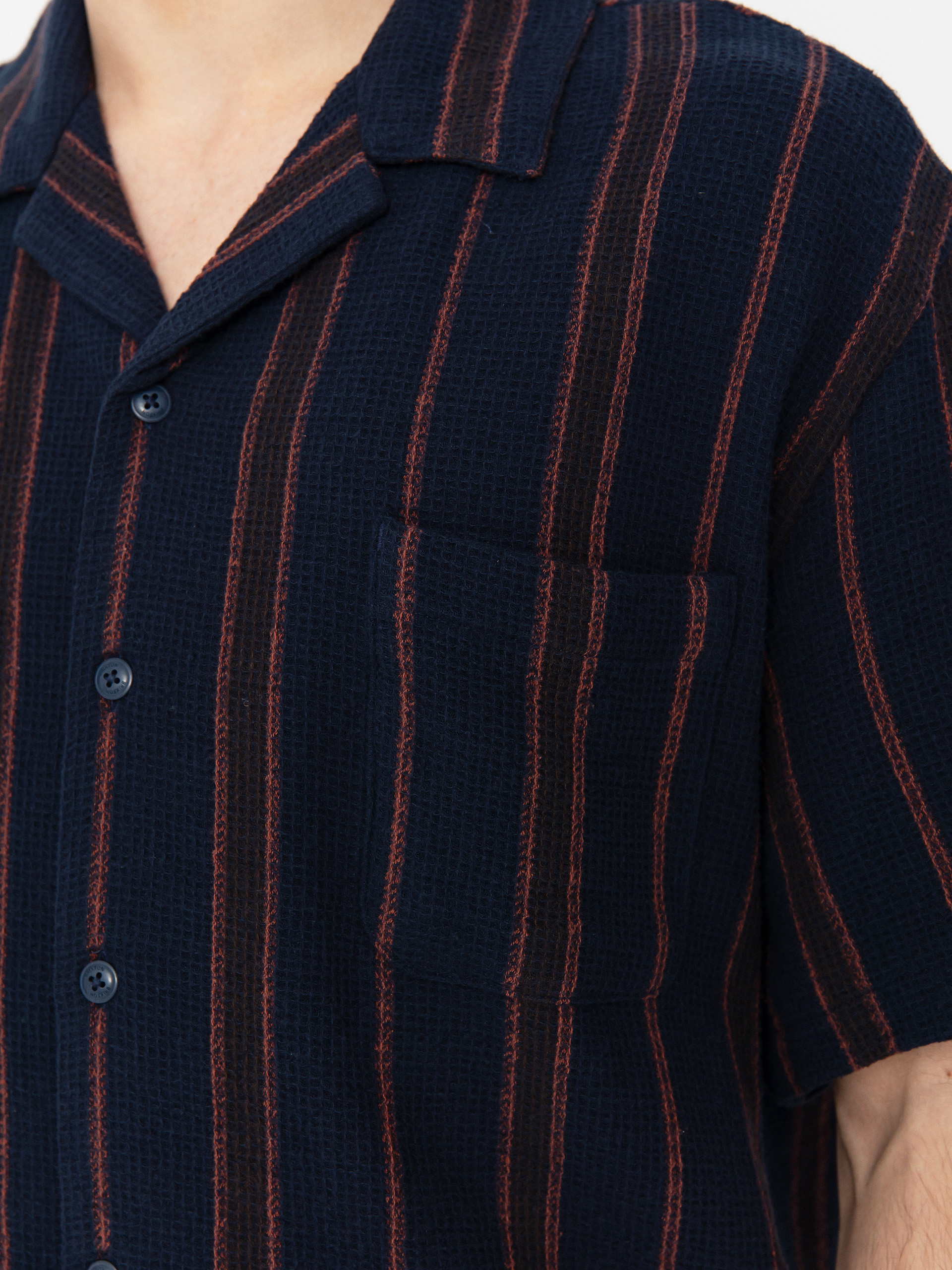 Košeľa Brixton Bunker Waffle Stripe (washed navy stripe)