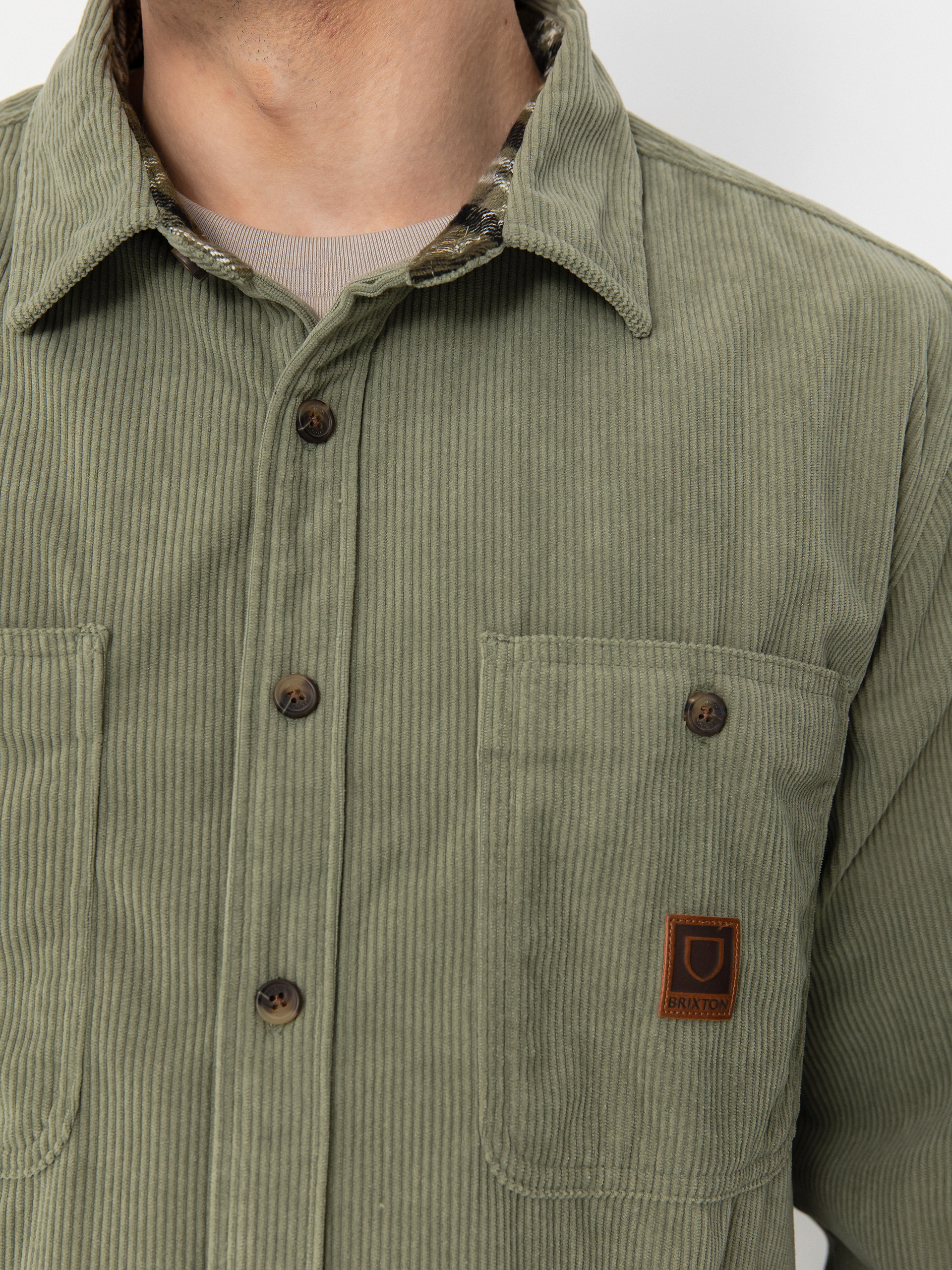Košeľa Brixton The Field Corduroy Overshirt (military olive)