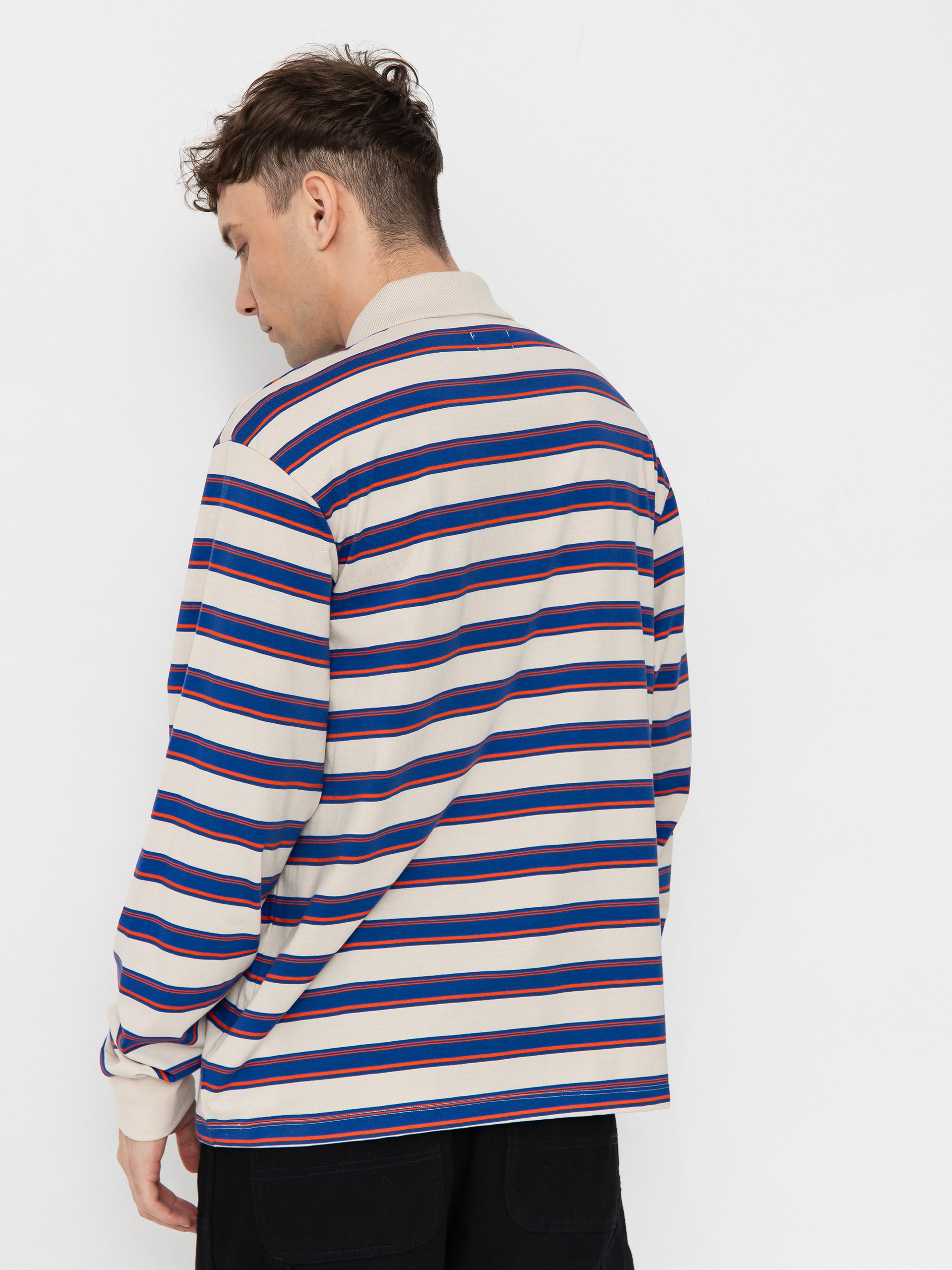 Triko Brixton Vintage Stripe Polo Knit (electric blue/flame/whitecap)