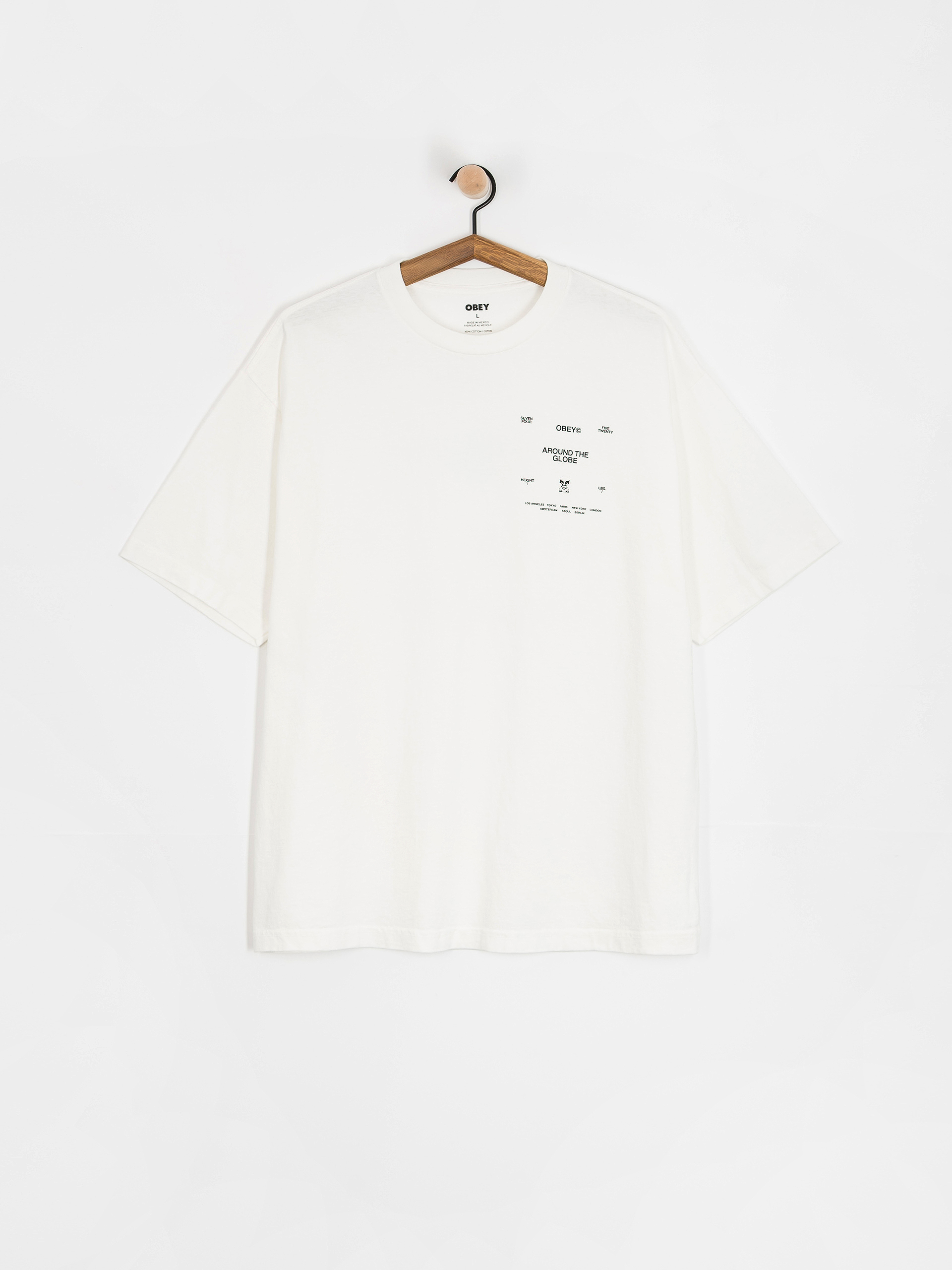 Tričko OBEY Around The Globe (pigment vintage white)