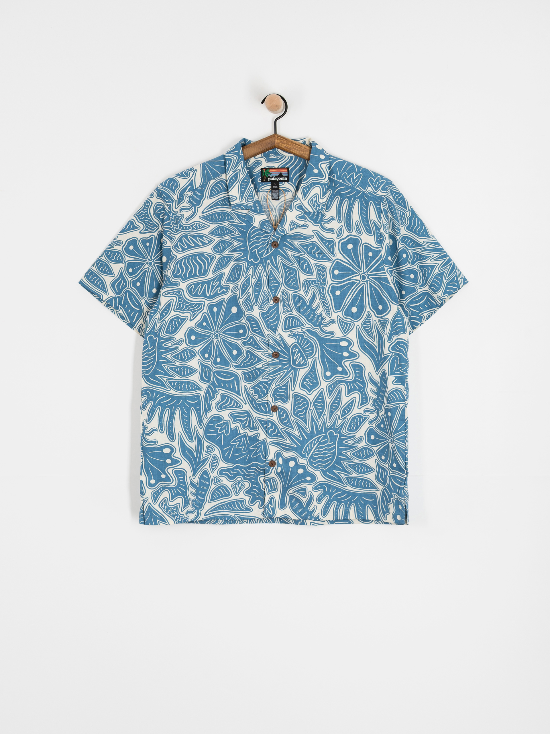 Košeľa Patagonia Tidal Threads Camp (bees and flowers/still blue)