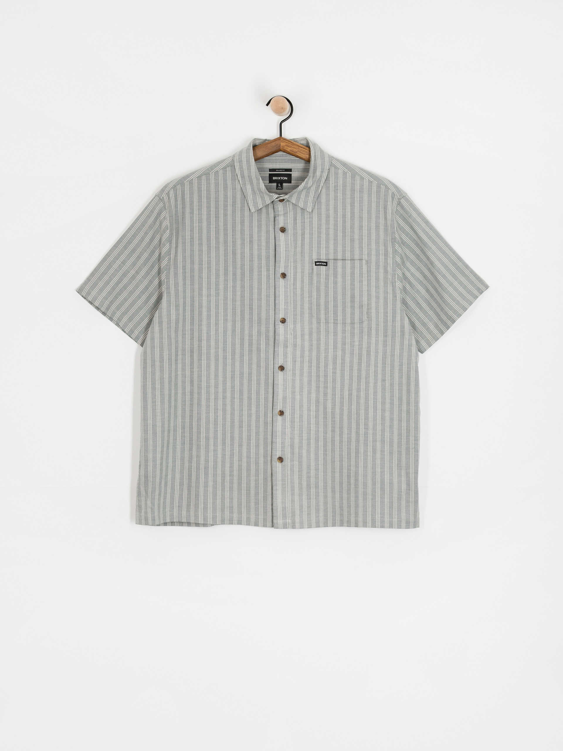 Košeľa Brixton Cru Oxford Stripe (basalt blue/whitcap stripe)