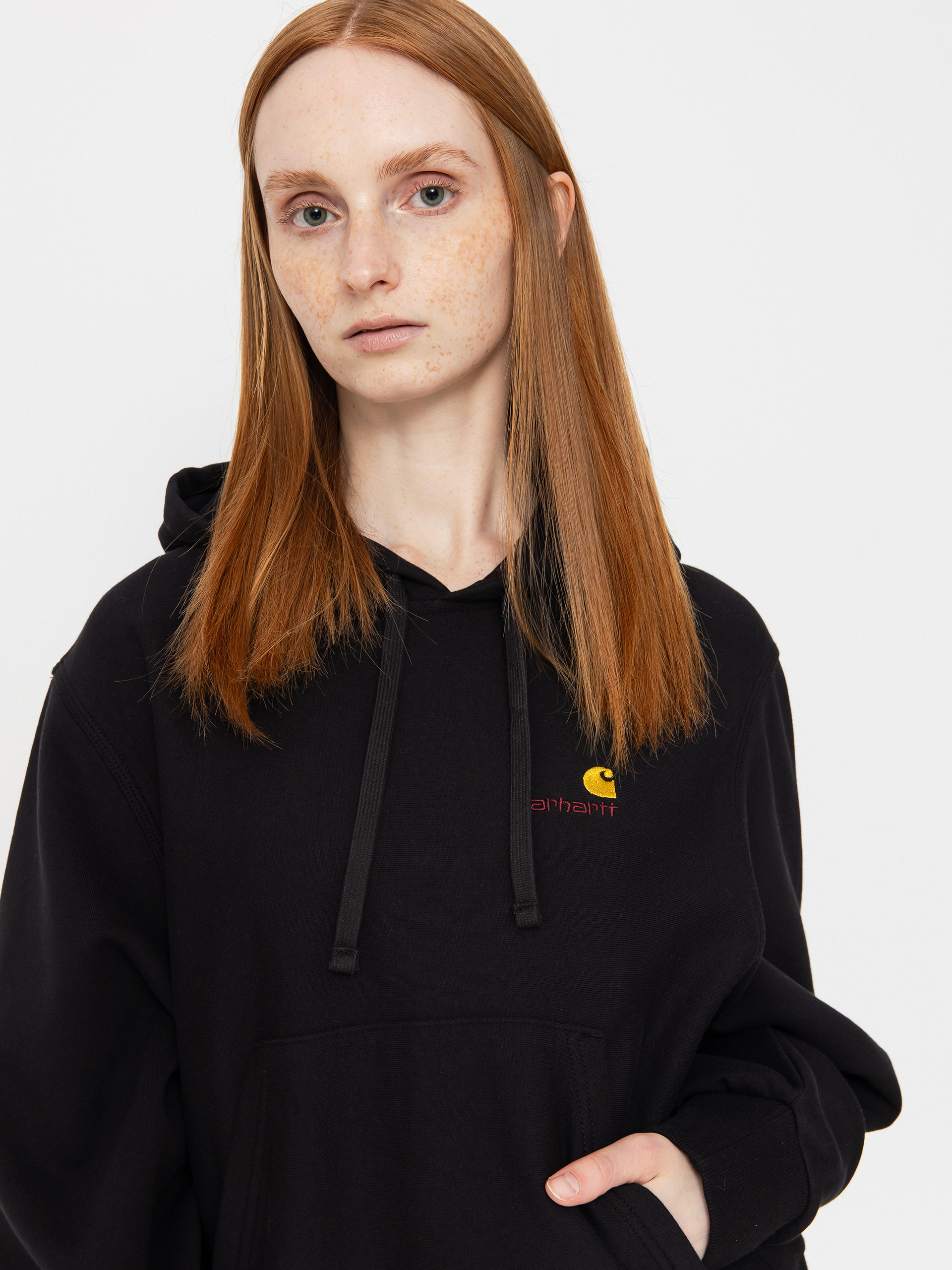 Mikina s kapucňou Carhartt WIP American Script HD Wmn (black)