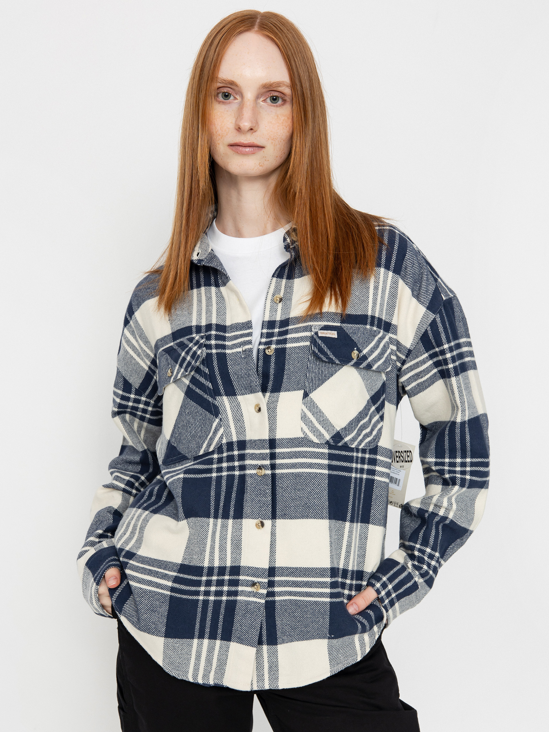 Kou0161eu013ea Brixton Bowery Classic Flannel Wmn (azure blue/whitecap plaid)
