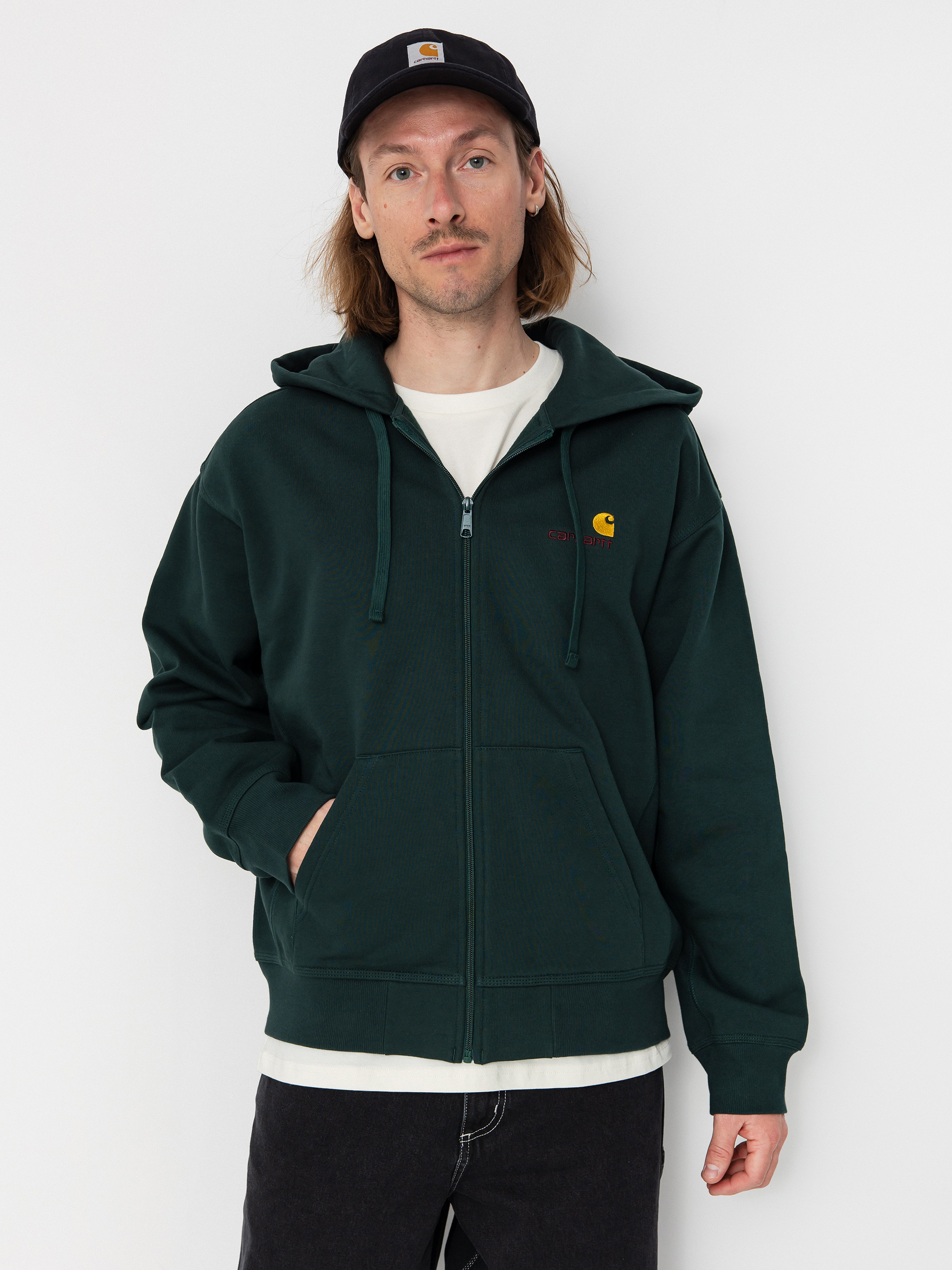 Mikina s kapucňou Carhartt WIP American Script ZHD (conifer)