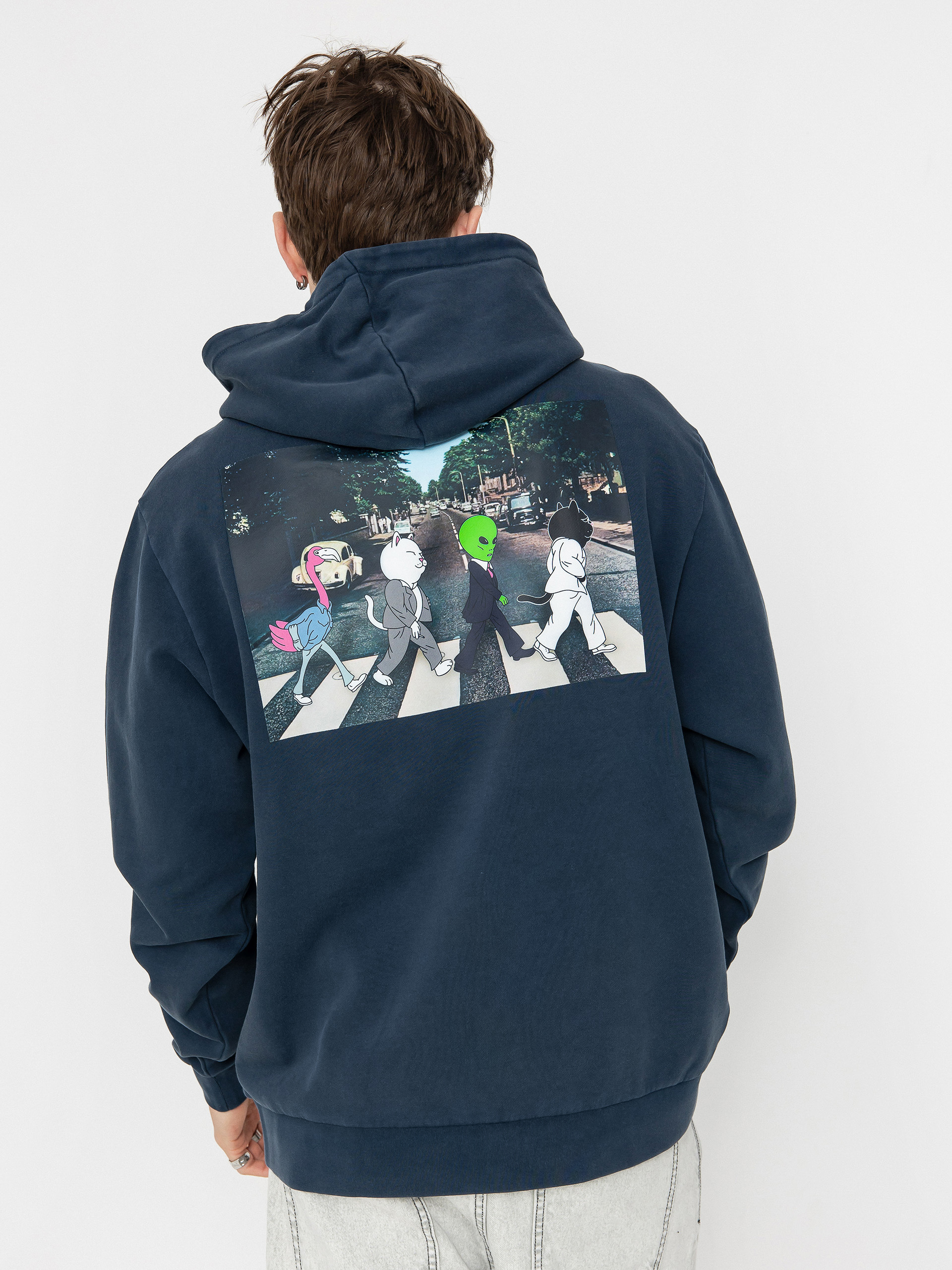 Mikina s kapucňou RipNDip Crosswalk HD (navy vintage wash)