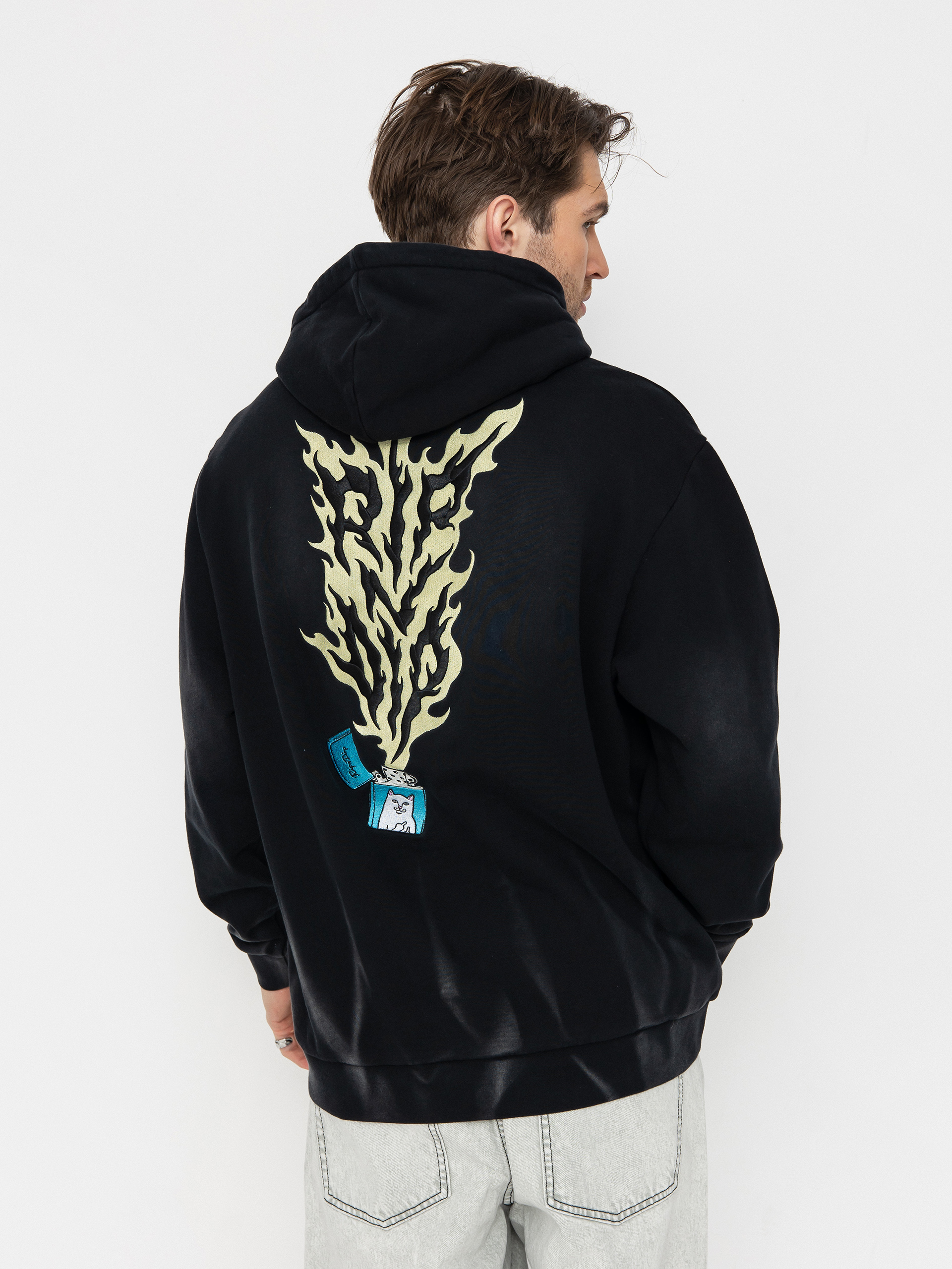 Mikina s kapucňou RipNDip Ripnlit HD (black vintage wash)