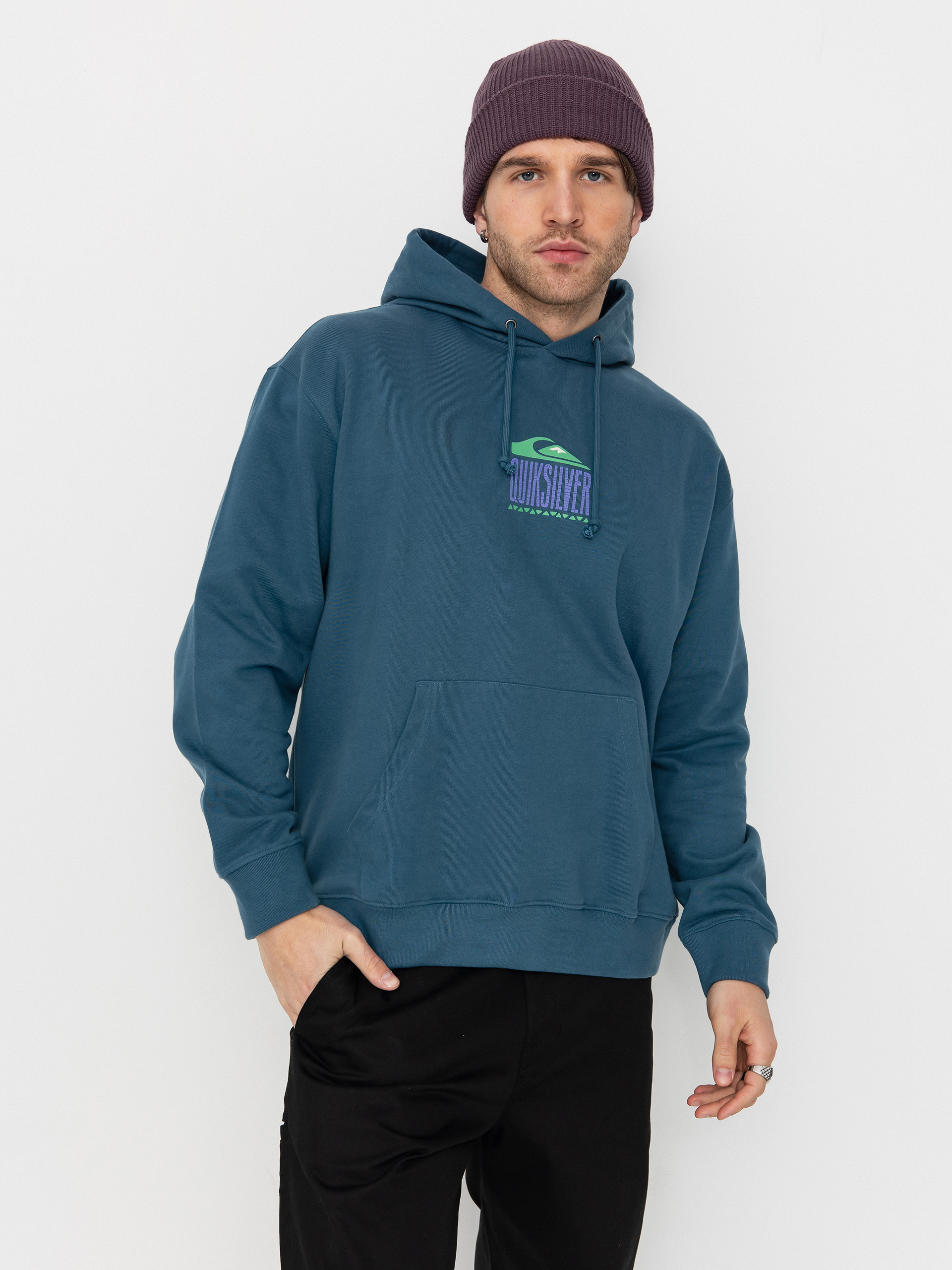 Mikina s kapucňou Quiksilver Apog Heritage HD (real teal)