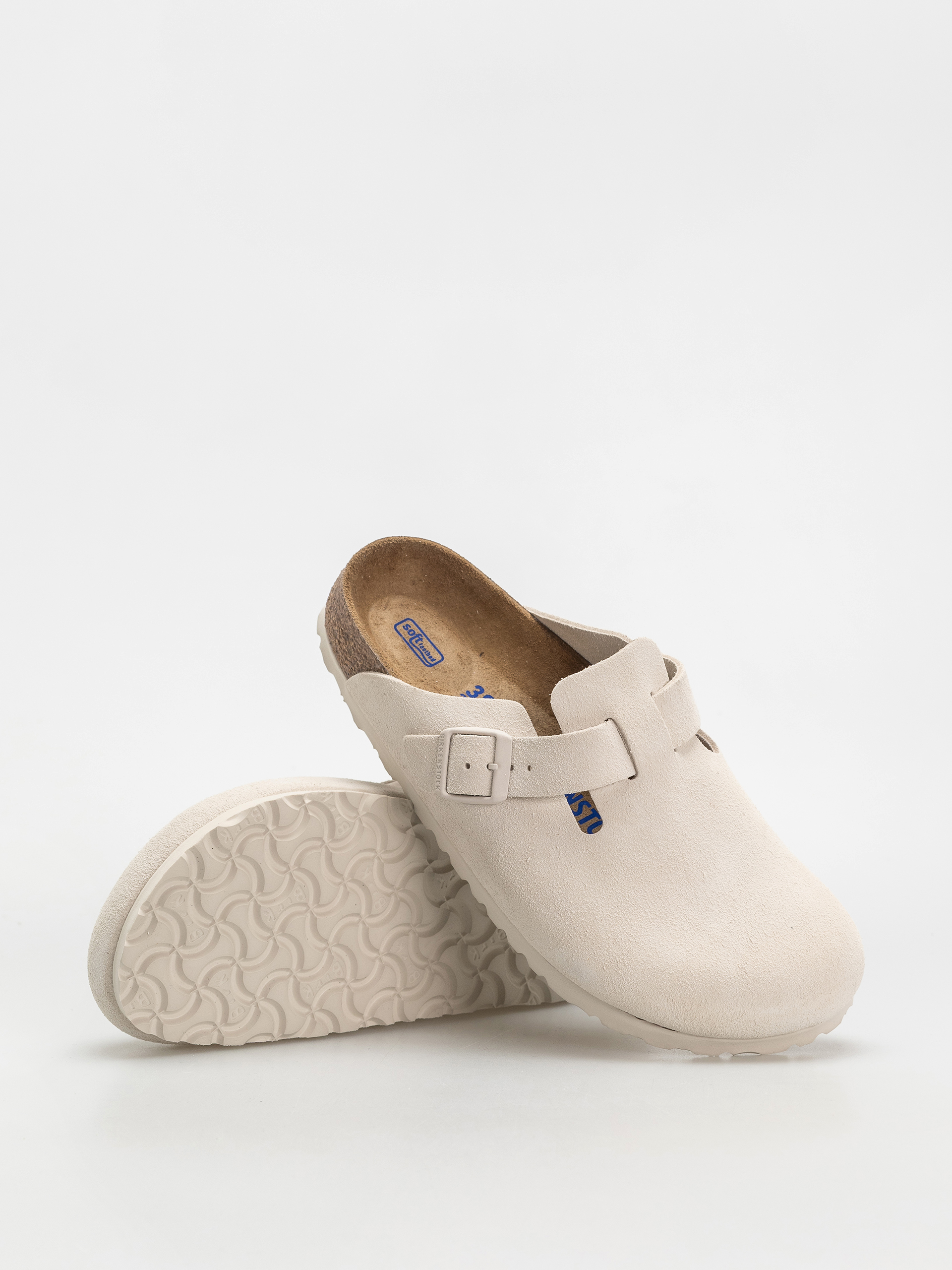 Šľapky Birkenstock Boston Suede Leather Narrow Wmn (antique white)