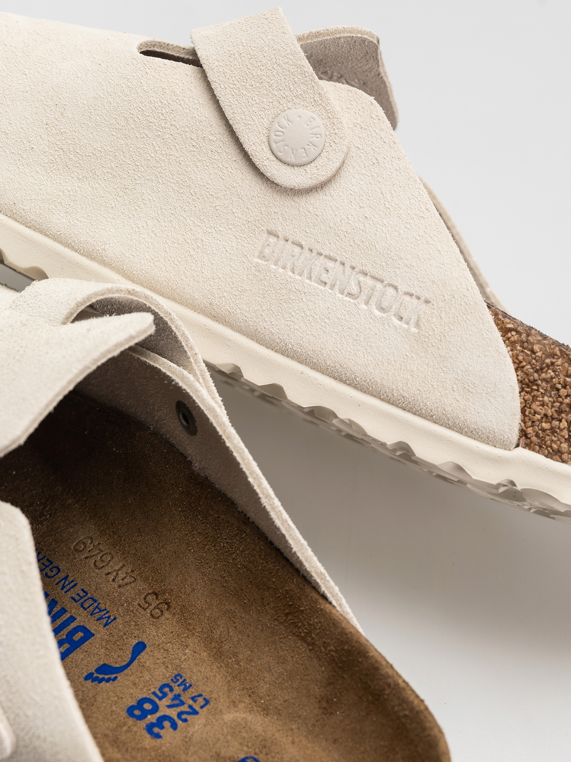 Šľapky Birkenstock Boston Suede Leather Narrow Wmn (antique white)