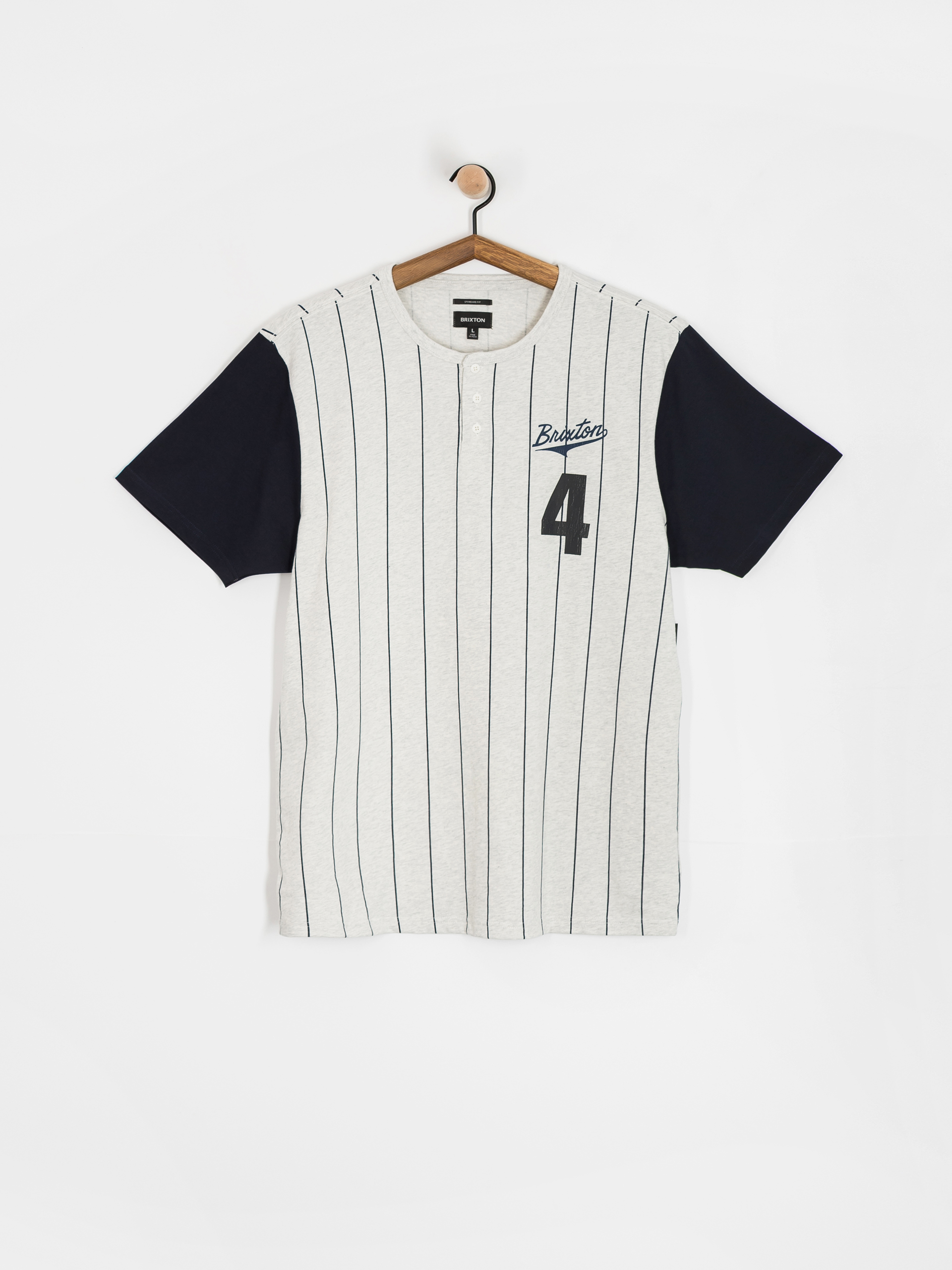 Tričko Brixton The League Baseball (heather grey ash/washed navy)