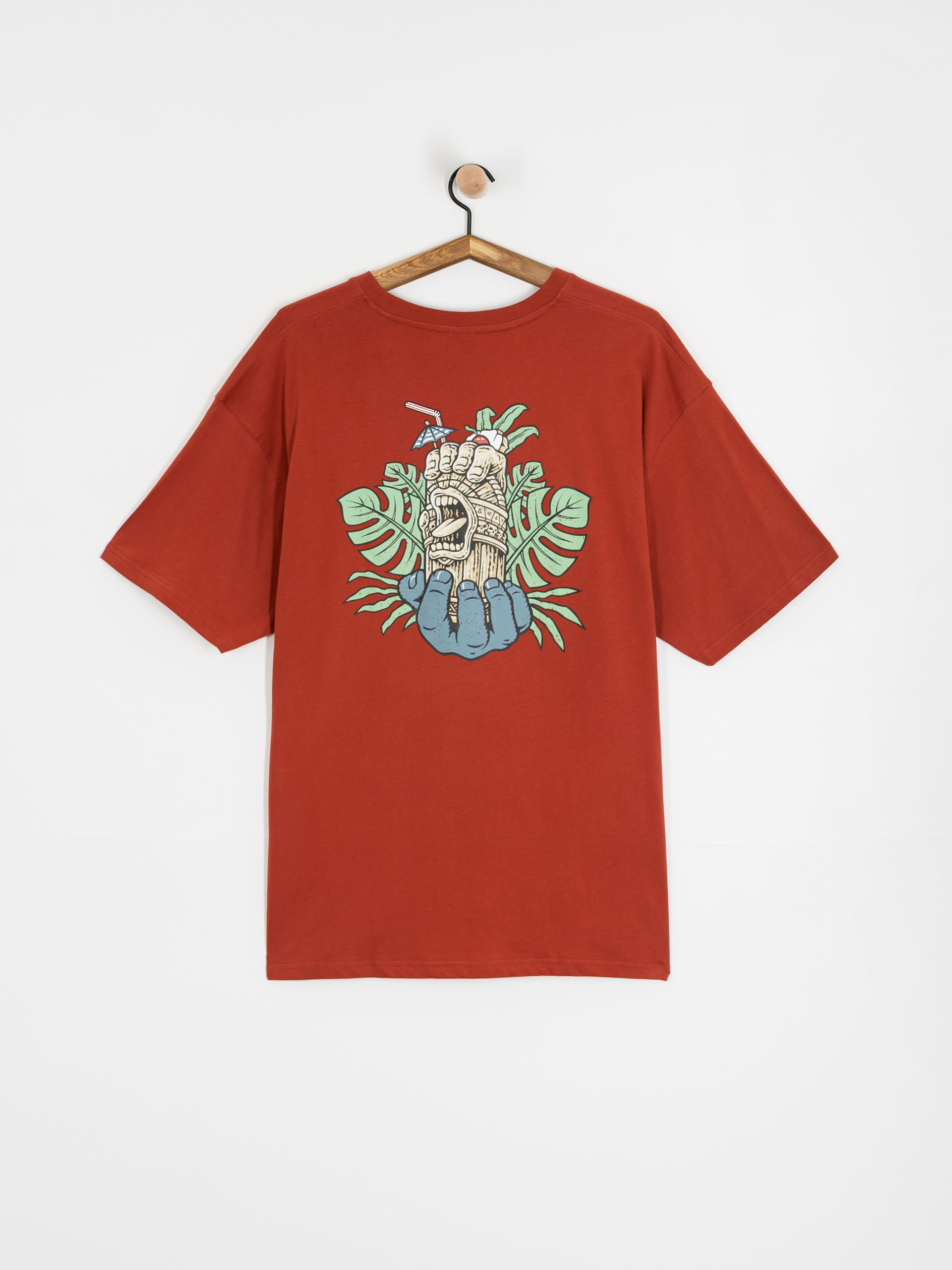 Tričko Santa Cruz Tiki Hand Strip (dark rust)