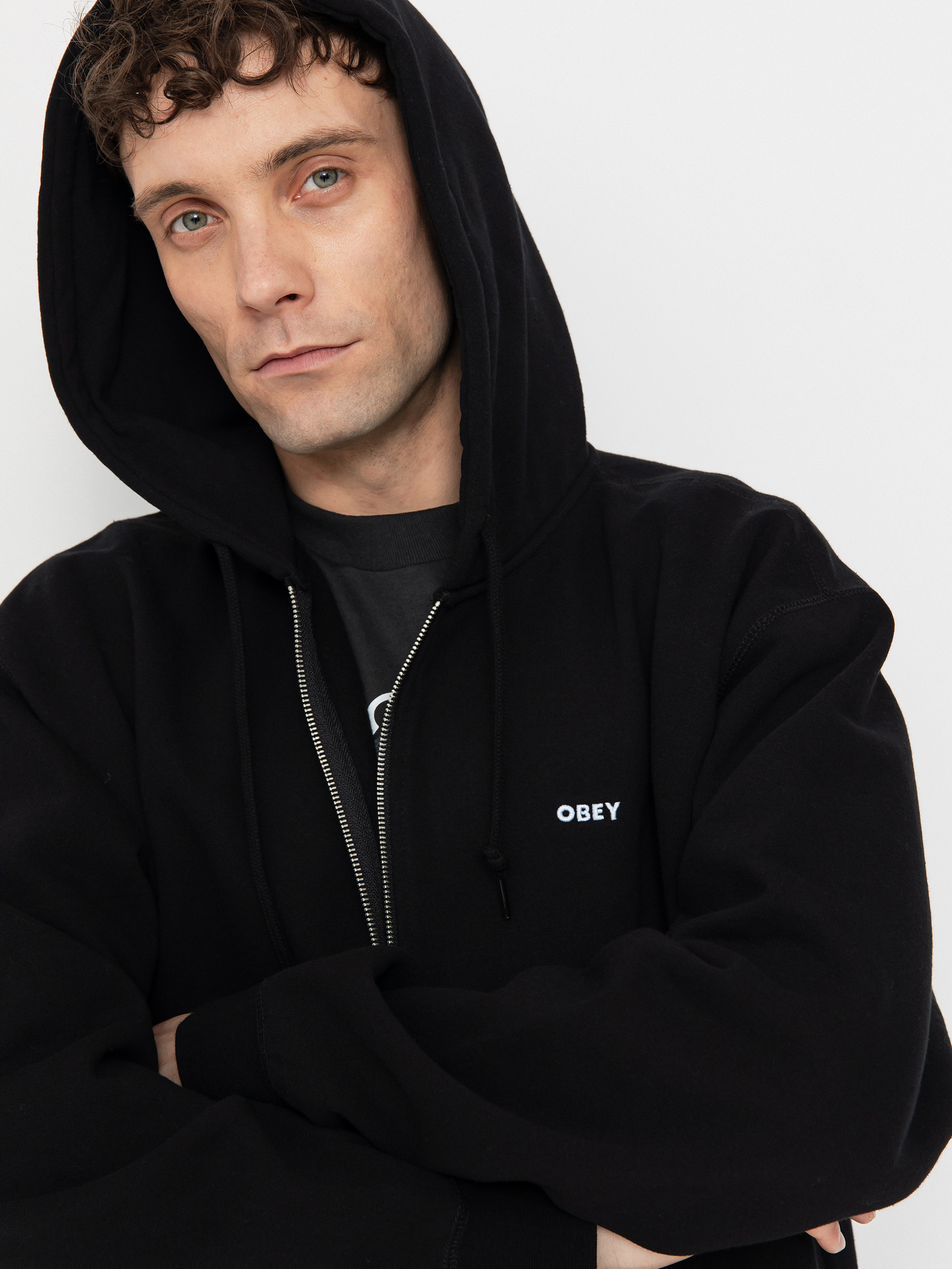 Mikina s kapucňou OBEY Established Works Bold ZHD (black)