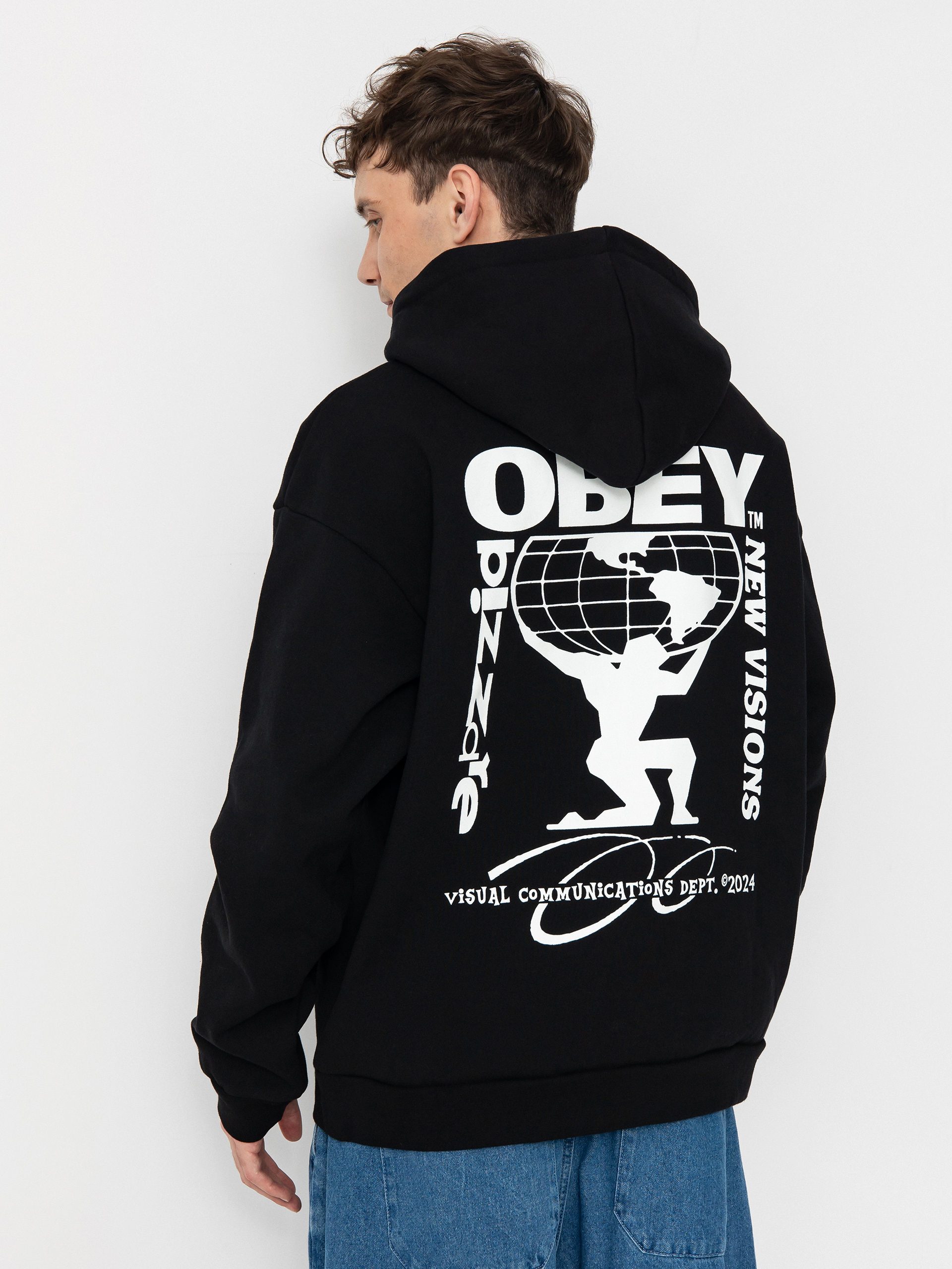Mikina s kapucňou OBEY New Visions Extra Heavy HD (black)