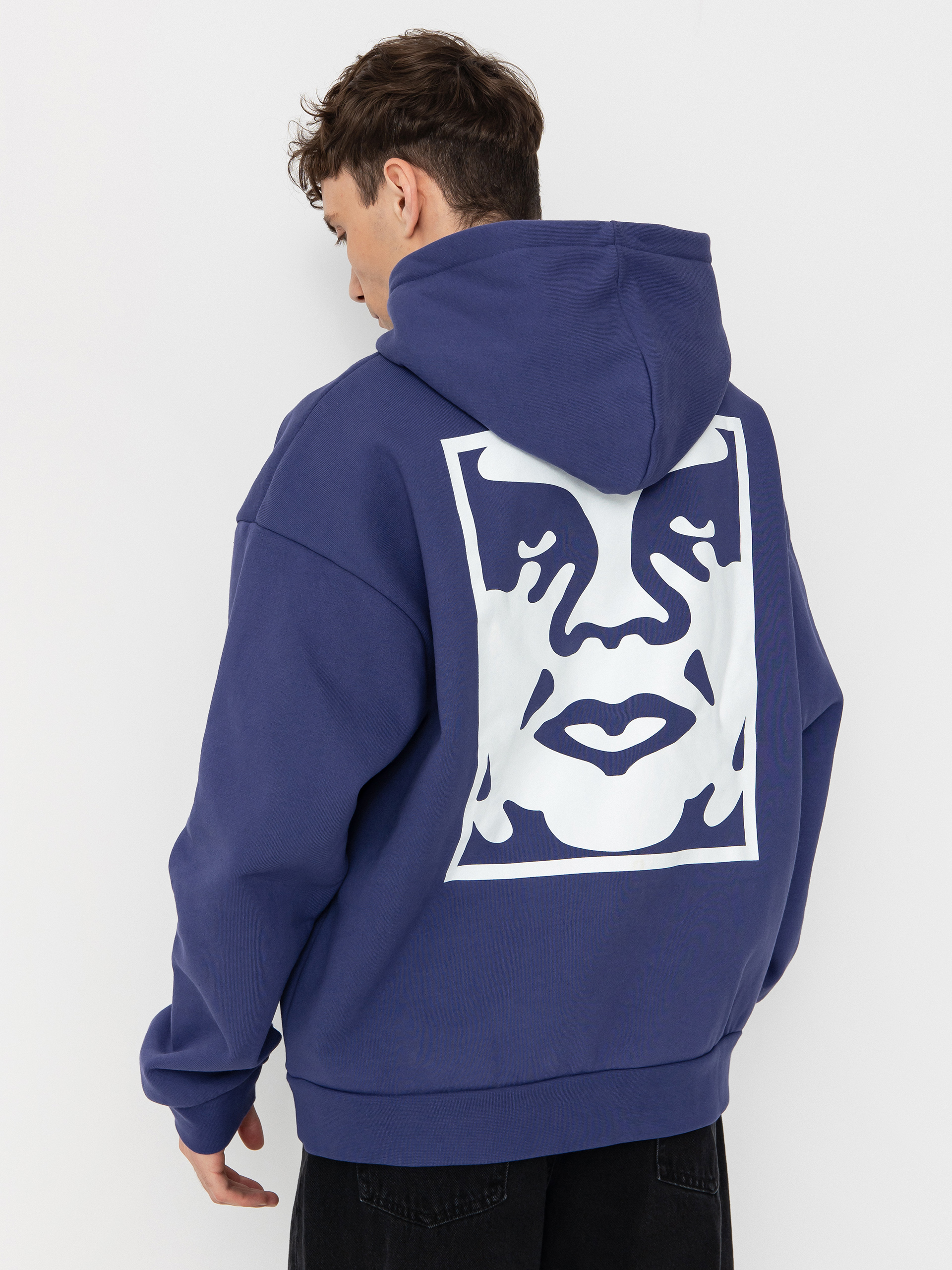 Mikina s kapucňou OBEY Bold Icon Extra Heavy HD (skipper blue)
