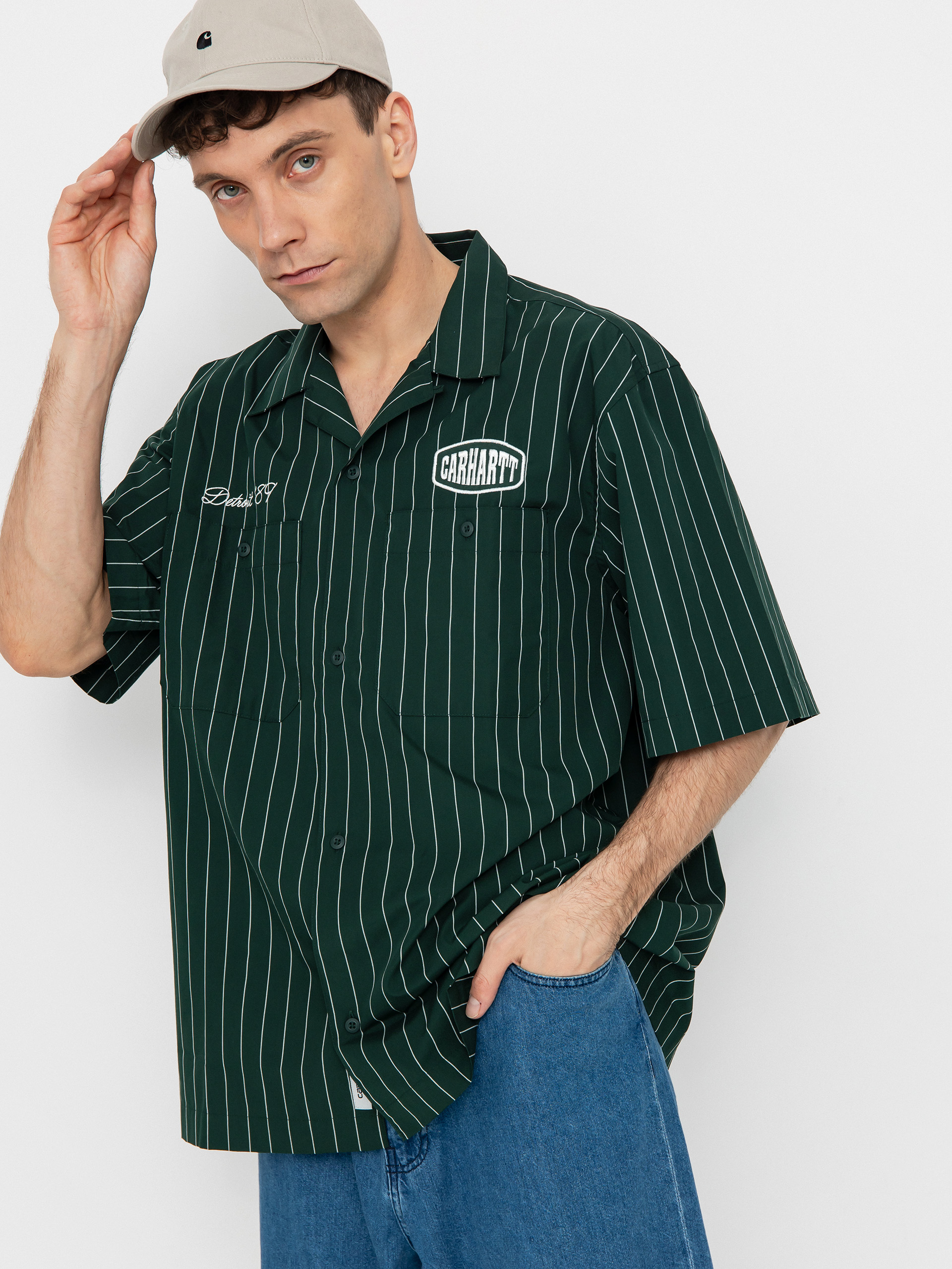 Košeľa Carhartt WIP Hendry (seaton stripe/conifer/wax)