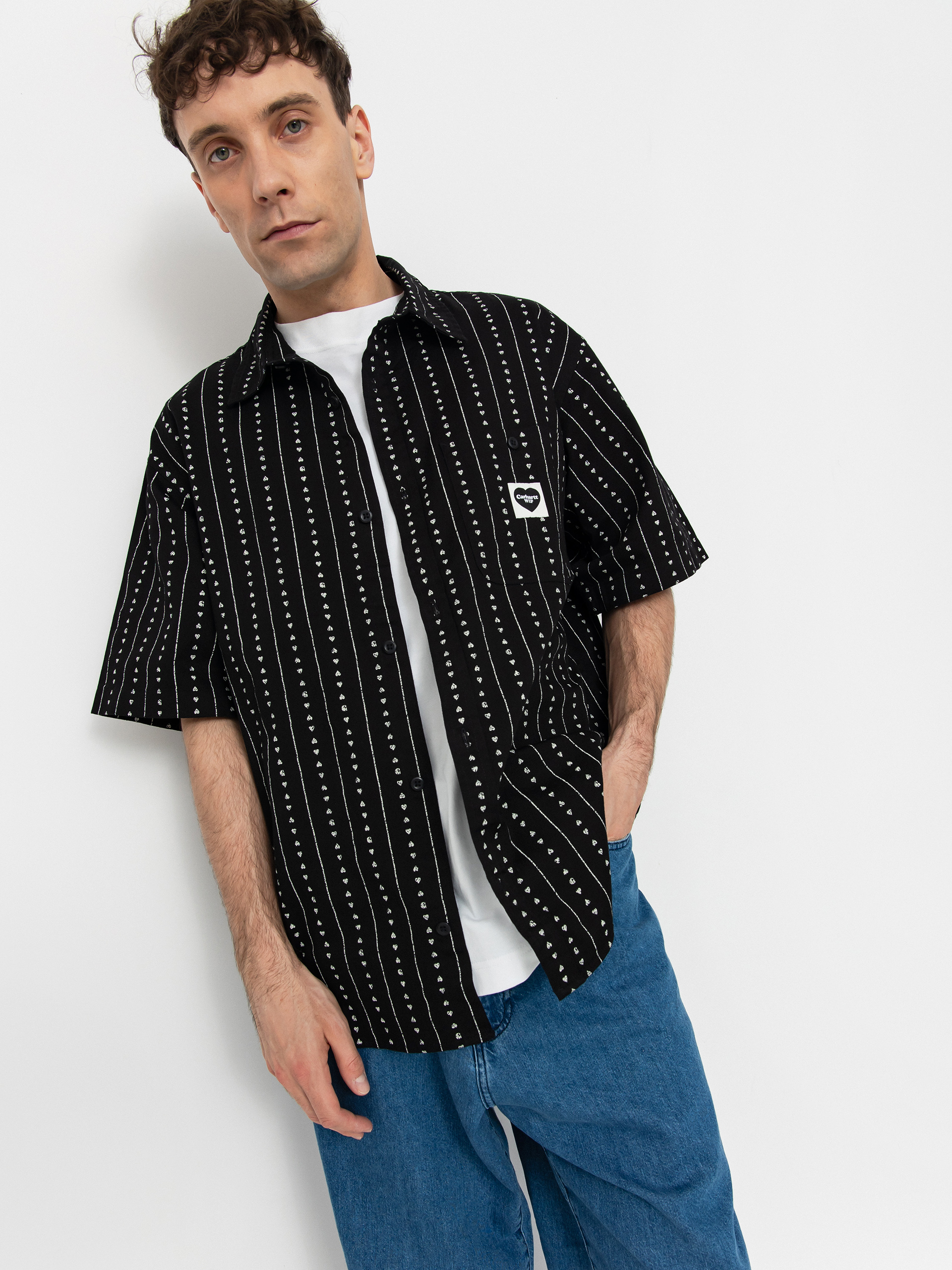 Košeľa Carhartt WIP Drewe (heart c pinstripe/black/natural)