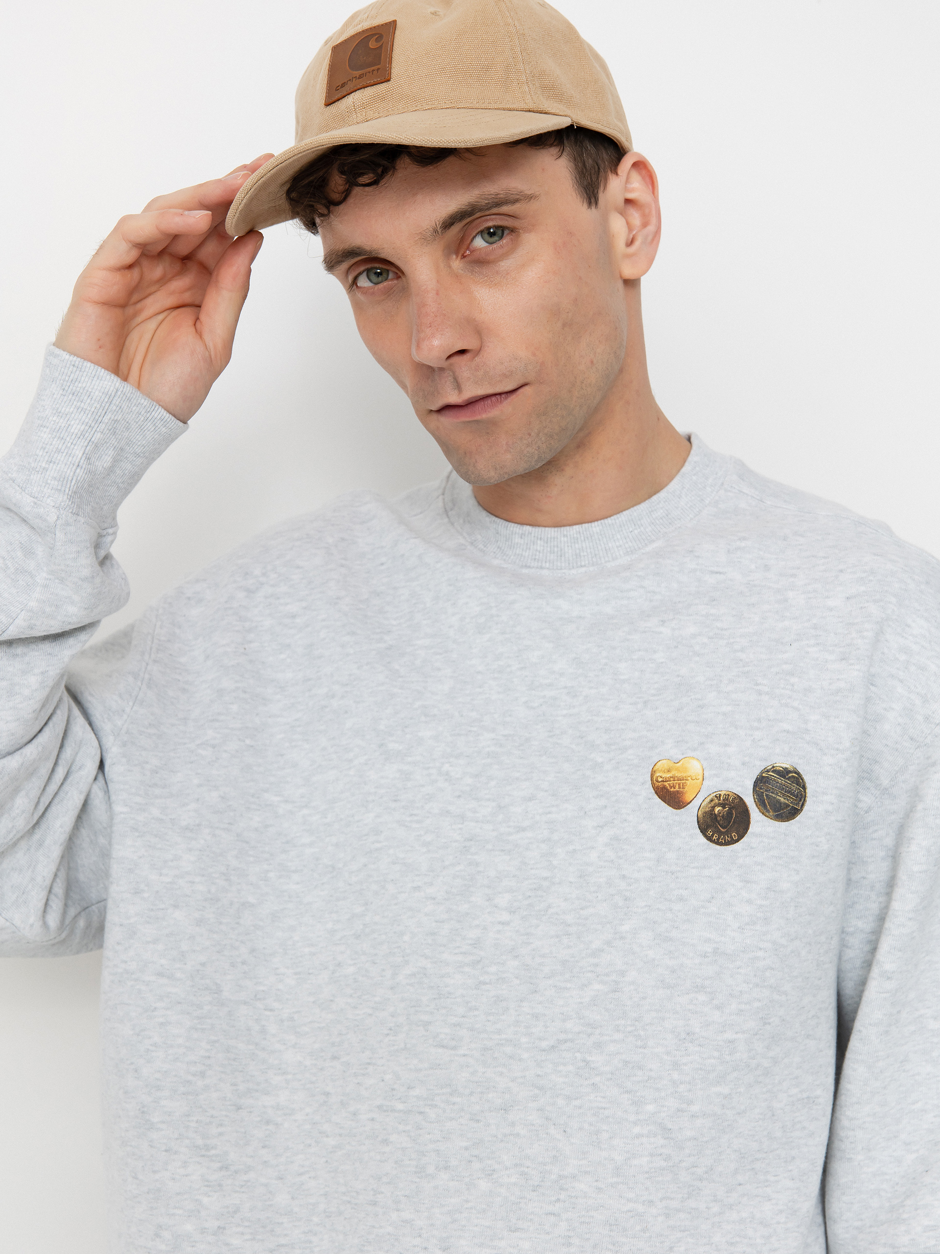 Mikina Carhartt WIP Button (ash heather)