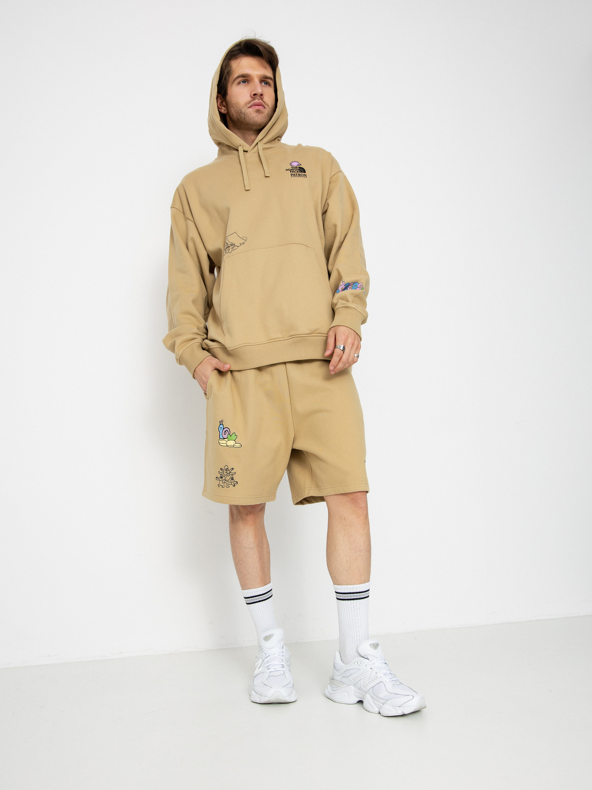 Mikina s kapucňou The North Face Mountain Cleanup Oversized HD (khaki stone)